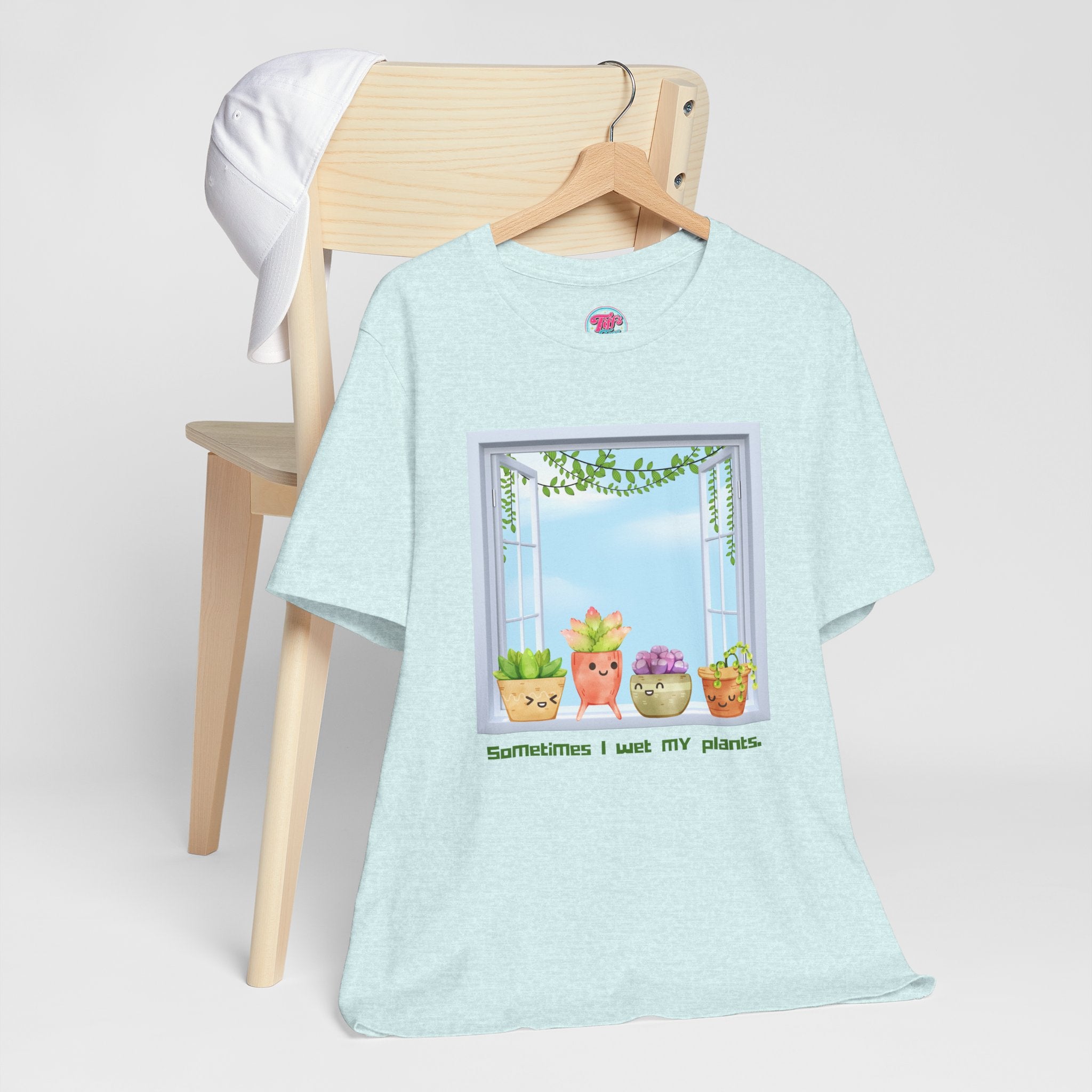 Plant Lover Tee — "Sometimes I Wet My Plants" Cute Succulent Graphic T-Shirt