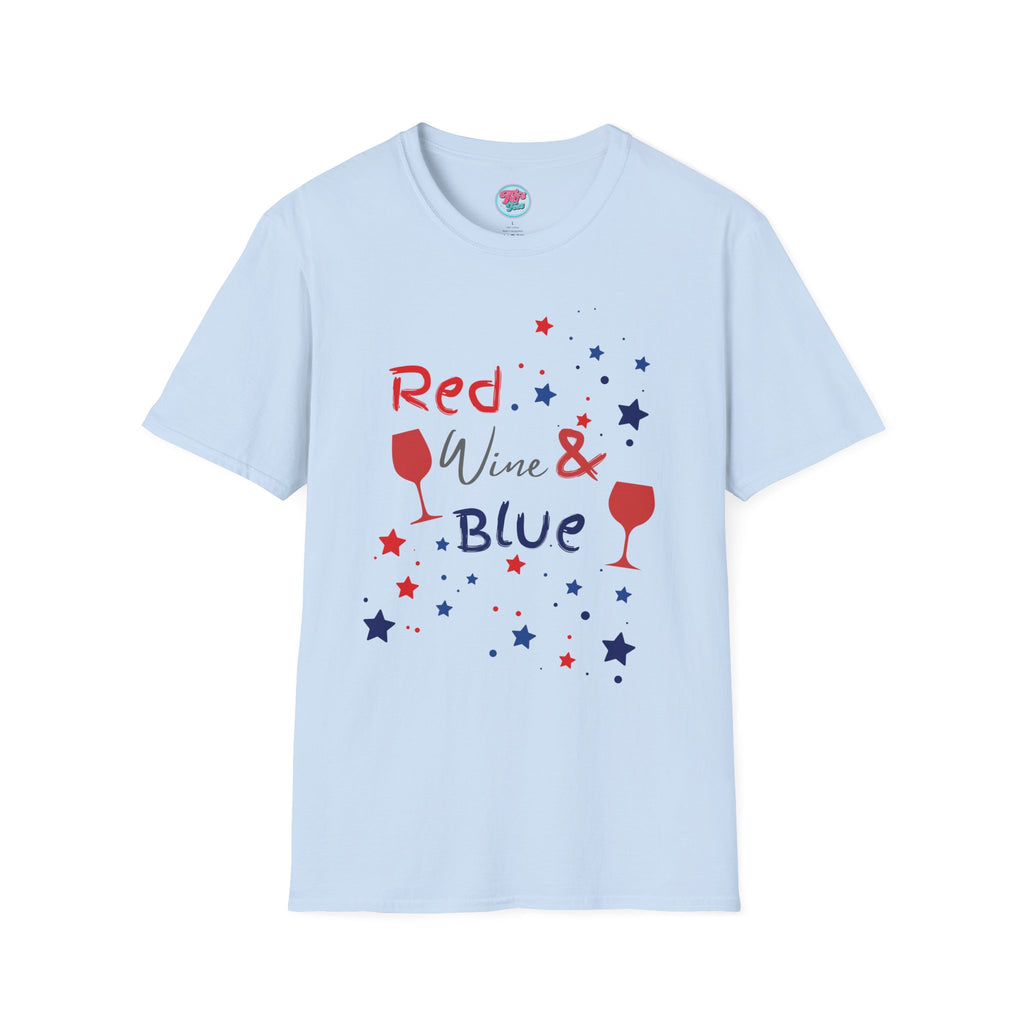 Red Wine & Blue T-Shirt — Patriotic 4th of July Wine Lover Tee