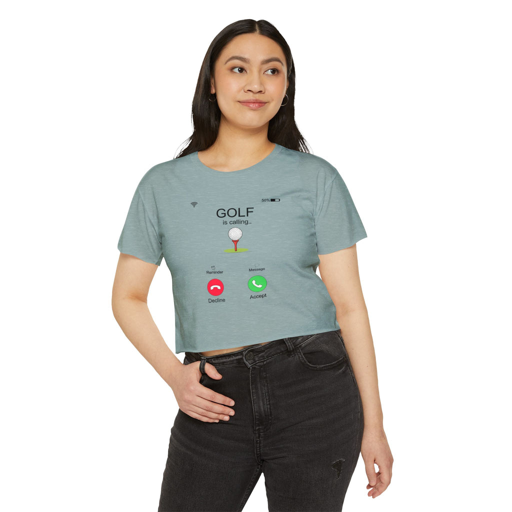 Golf Is Calling Crop Top — Women's Golf Tee with 'Golf is calling' Call Screen Design