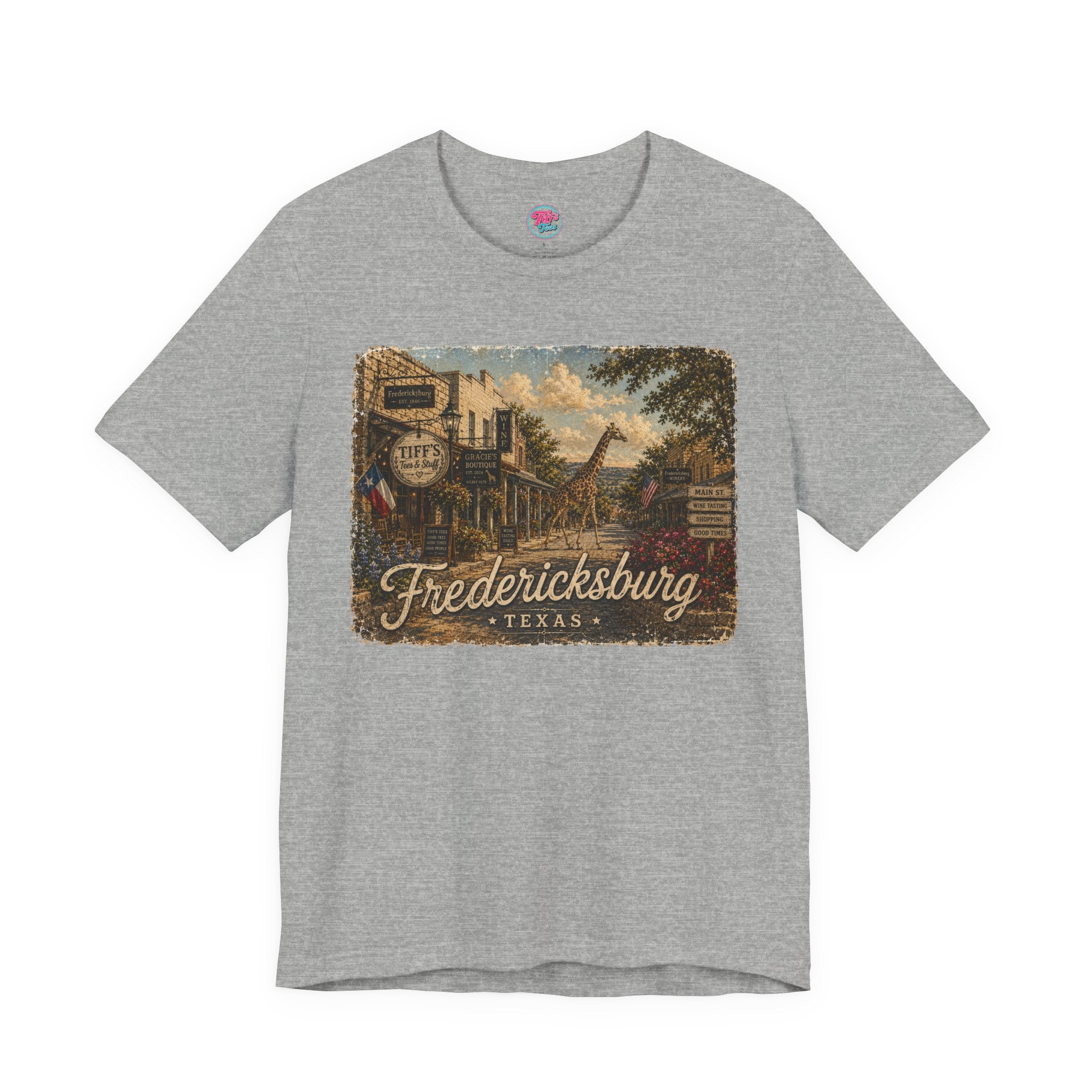 Fredericksburg Texas Vintage Scene Tee featuring Gracie
