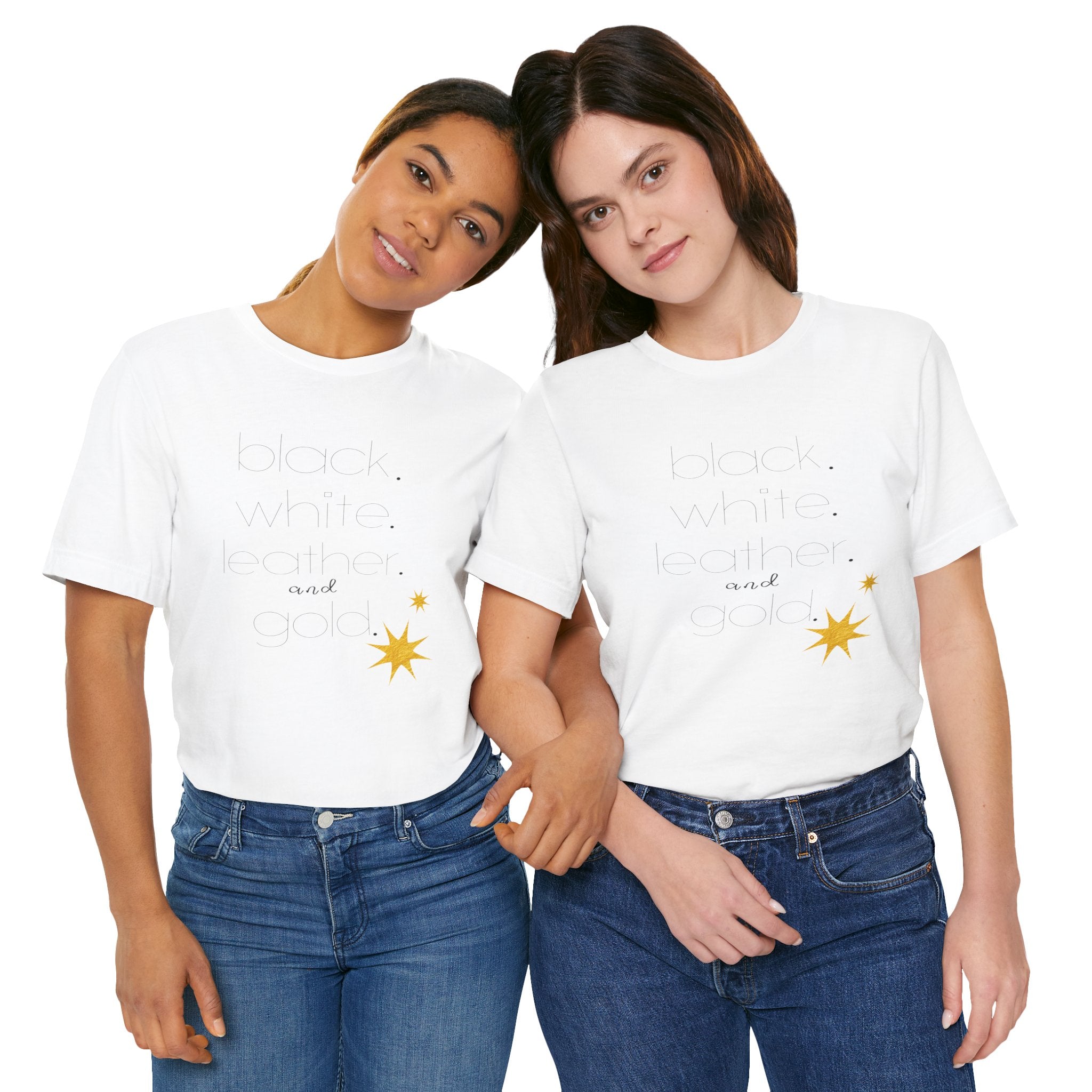 Gold Star Minimalist Tee — 'Black White Leather Gold' Graphic Shirt
