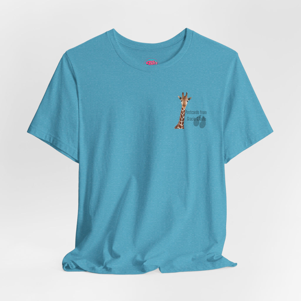 Postcard from Gracie Giraffe T-Shirt — 'Wish You Were Here' Vintage Airmail Graphic Tee