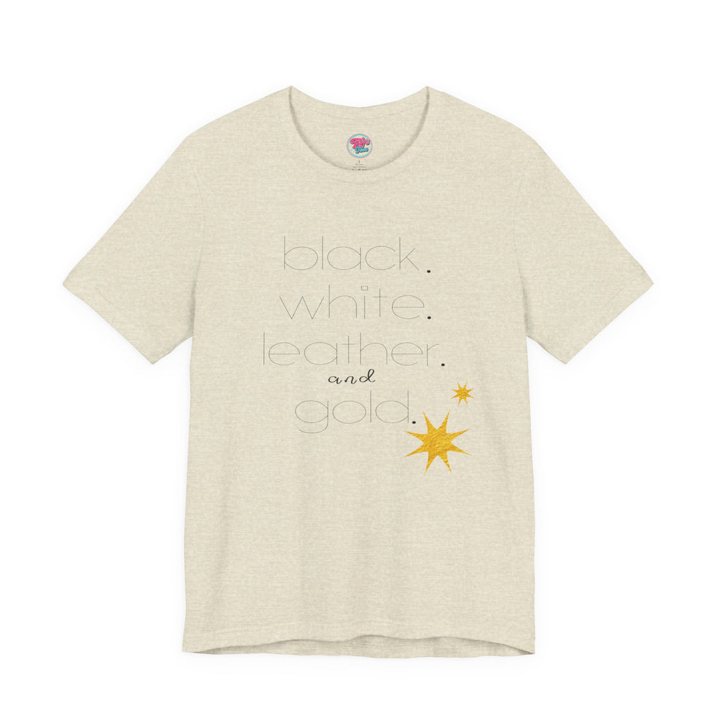Gold Star Minimalist Tee — 'Black White Leather Gold' Graphic Shirt