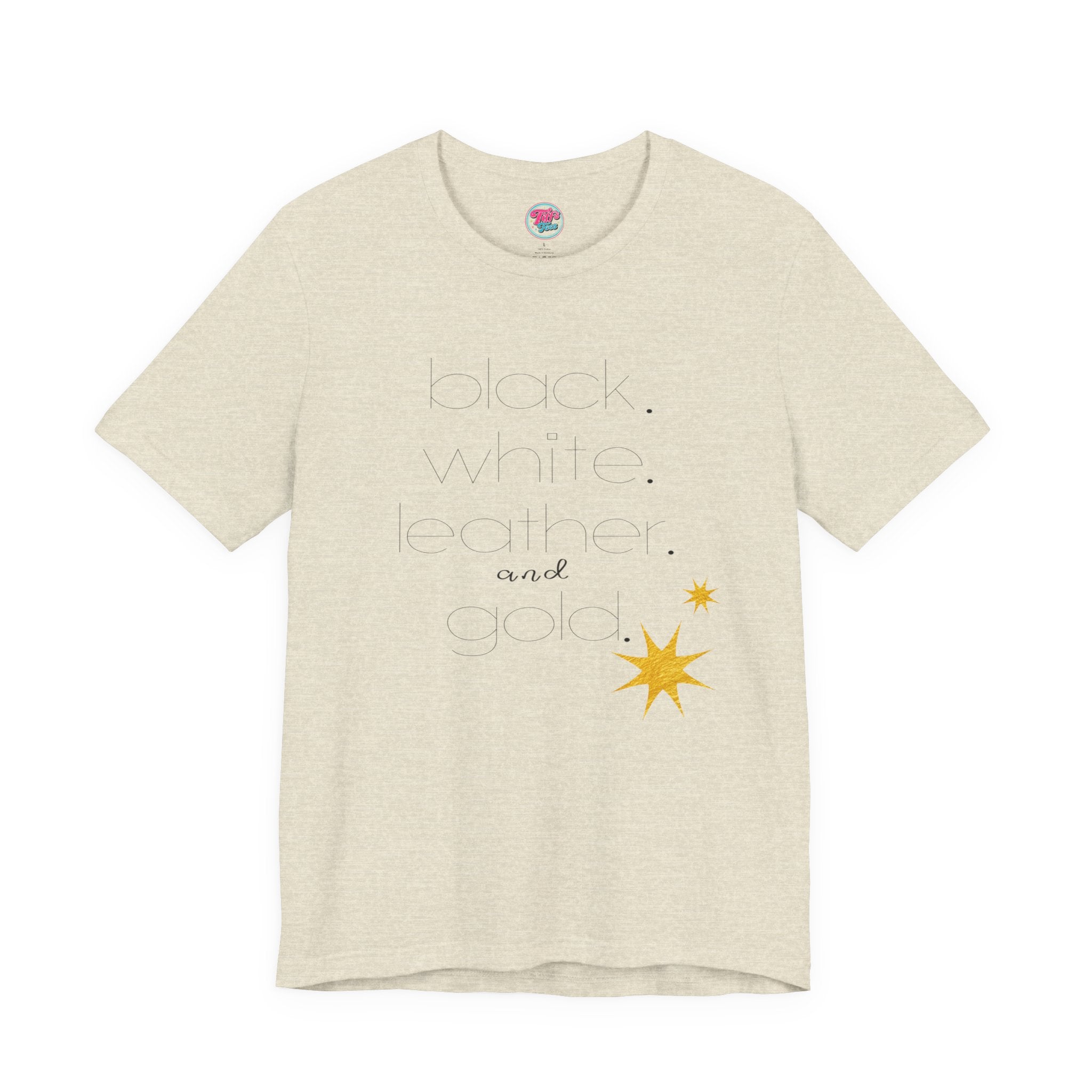 Gold Star Minimalist Tee — 'Black White Leather Gold' Graphic Shirt