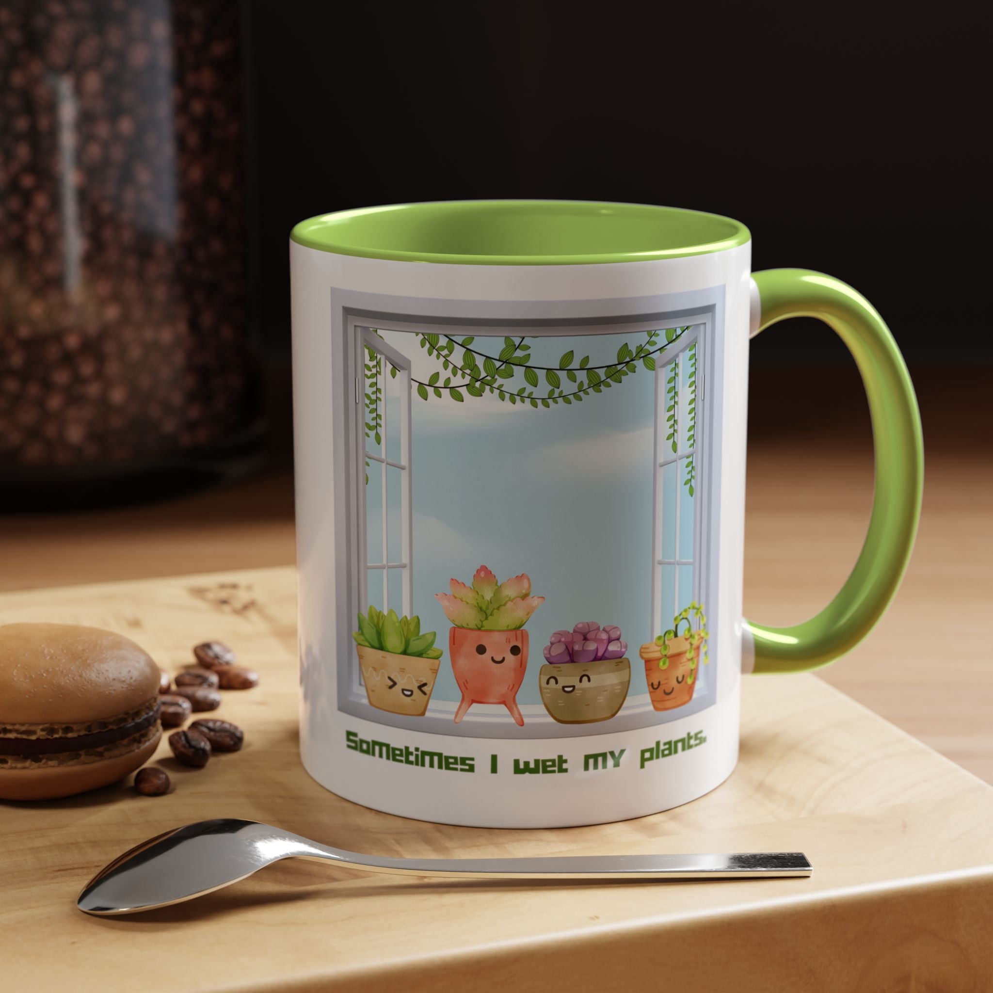 Succulent Window Mug — "Sometimes I Wet My Plants" Cute Plant Lover Coffee Cup