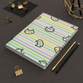 Pastel Stripe Cat Hardcover Journal — Cute Kawaii Notebook for Notes & Journaling