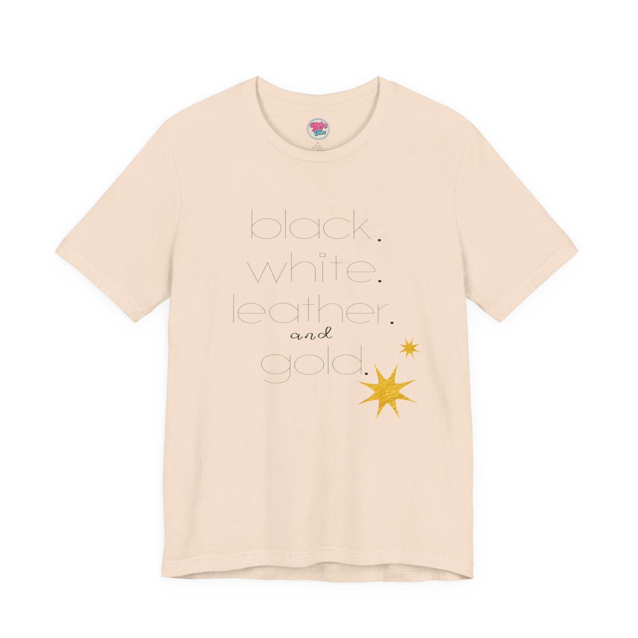 Gold Star Minimalist Tee — 'Black White Leather Gold' Graphic Shirt
