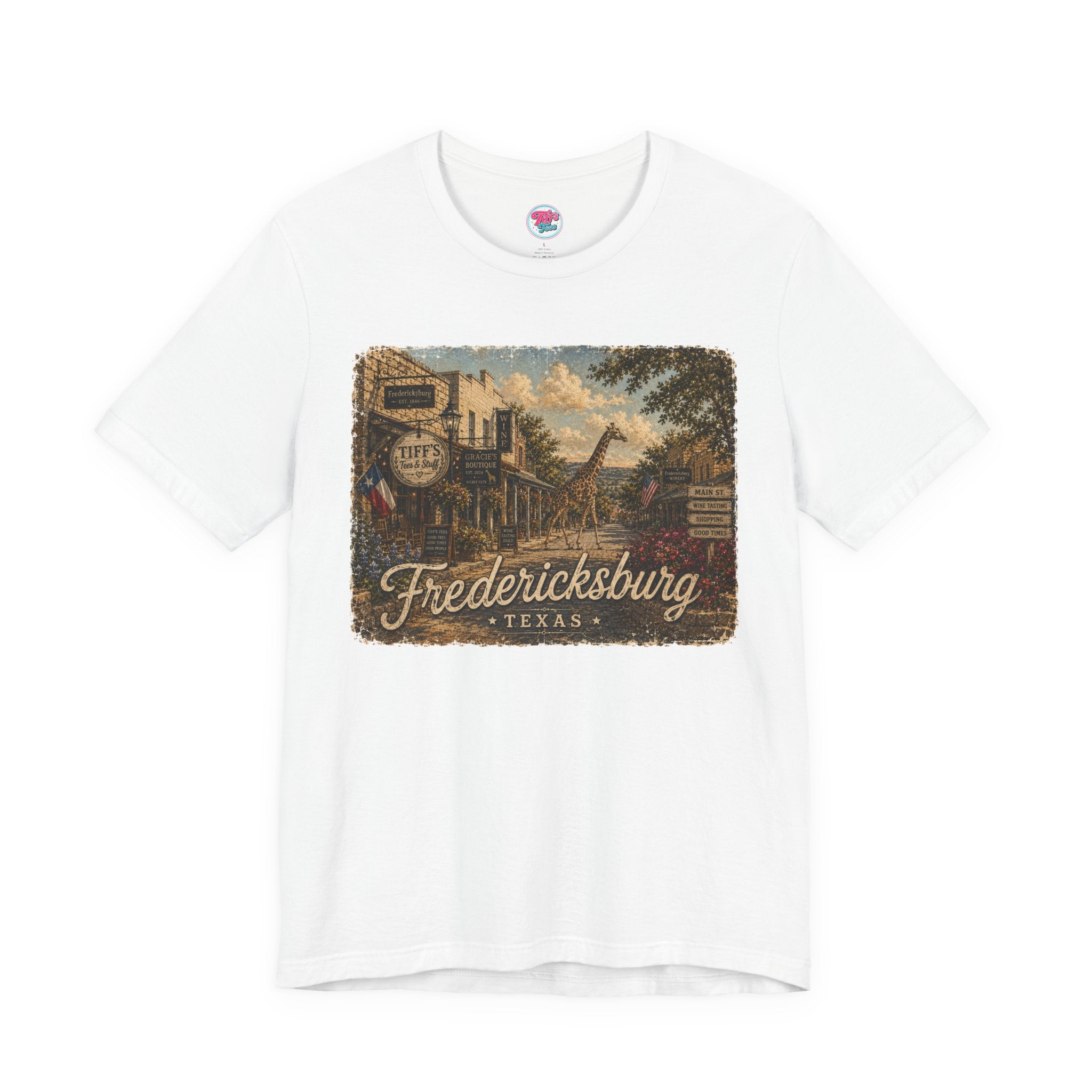 Fredericksburg Texas Vintage Scene Tee featuring Gracie