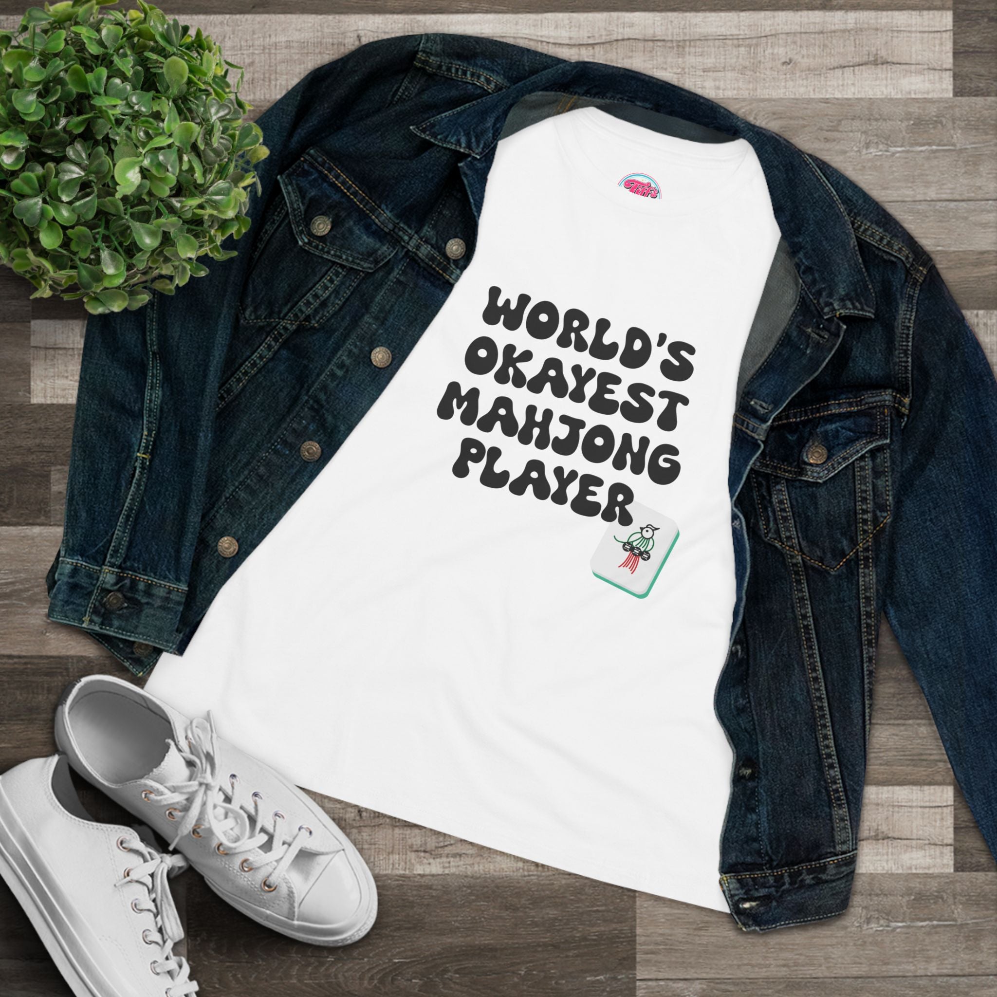 World's Okayest Mahjong Player Tee — Funny Mahjong Shirt for Women