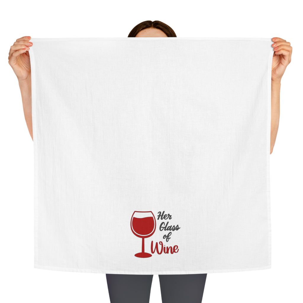 Wine Lover Tea Towel — "Her Glass of Wine" Kitchen Tea Towel