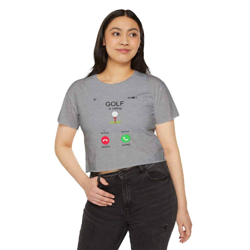 Golf Is Calling Crop Top — Women's Golf Tee with 'Golf is calling' Call Screen Design