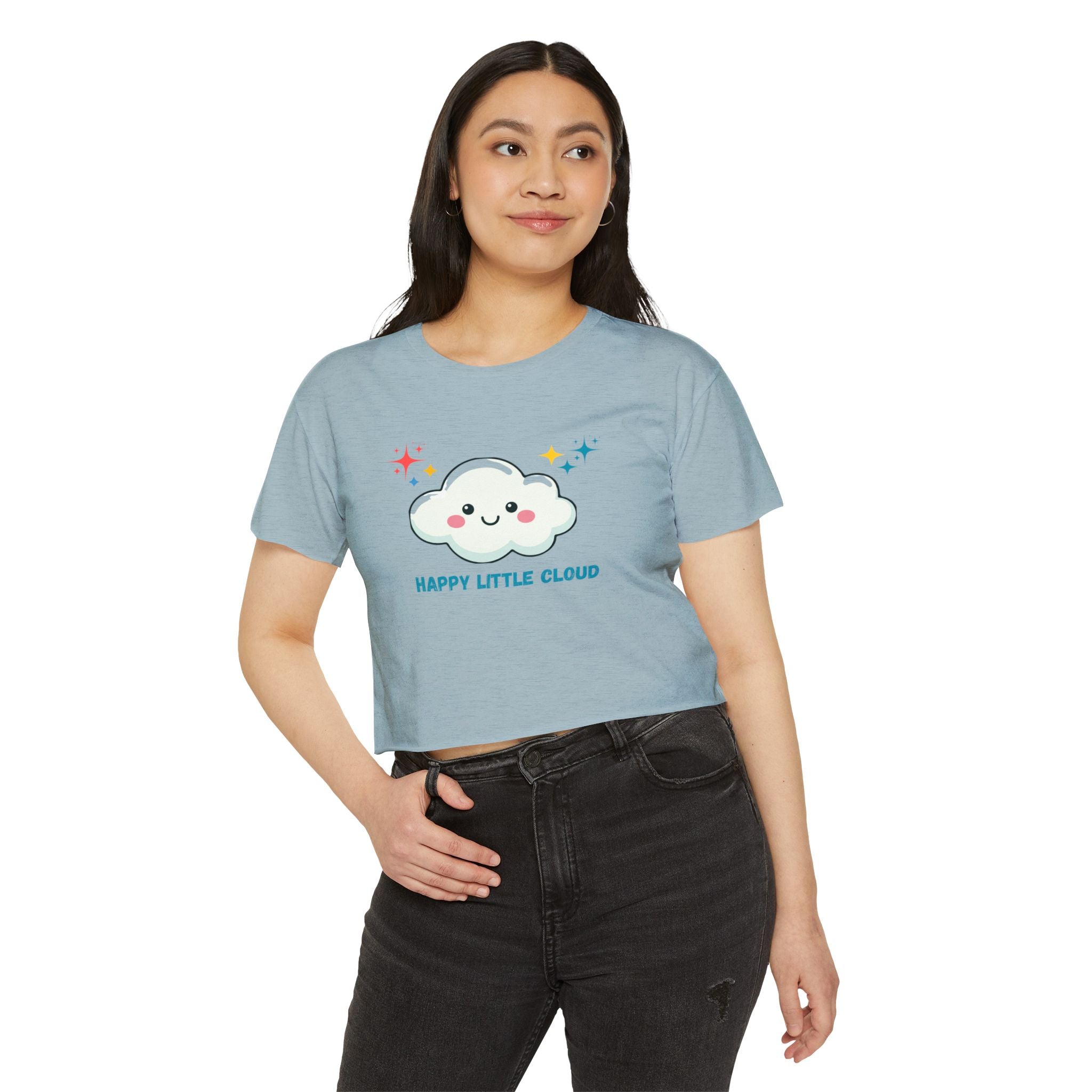 Happy Little Cloud Crop Top — Cute Kawaii Festival Tee for Women