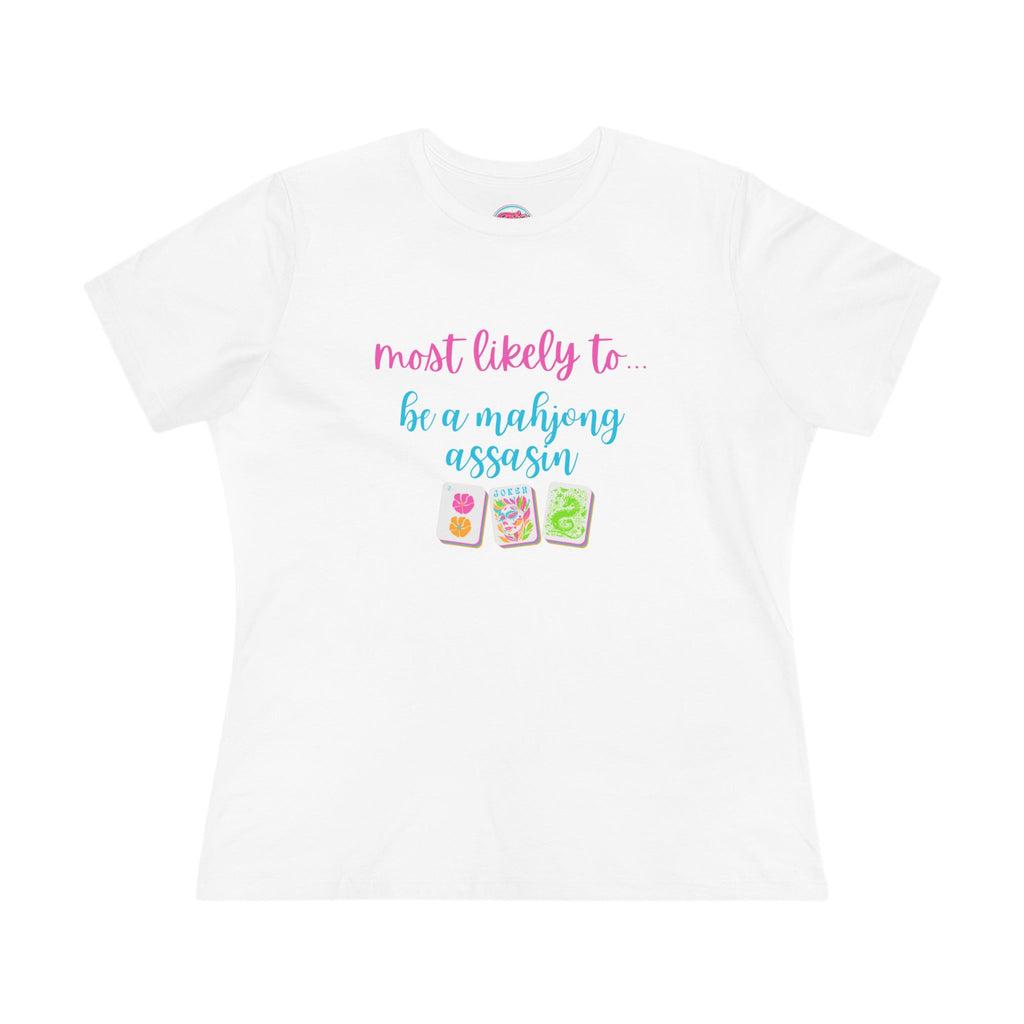 Most Likely to Be a Mahjong Assassin Tee - Funny Mahjong Women's Cotton Tee