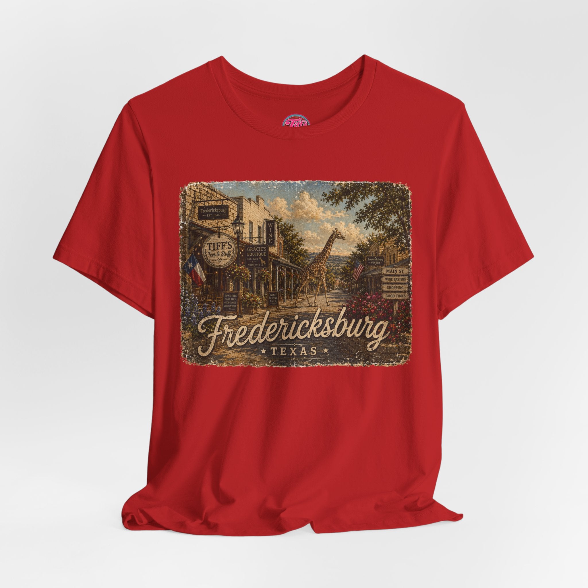 Fredericksburg Texas Vintage Scene Tee featuring Gracie