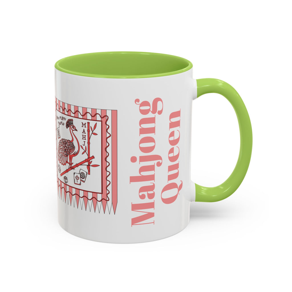 Mahjong Queen Accent Coffee Mug – Retro Tile Design, 11 oz