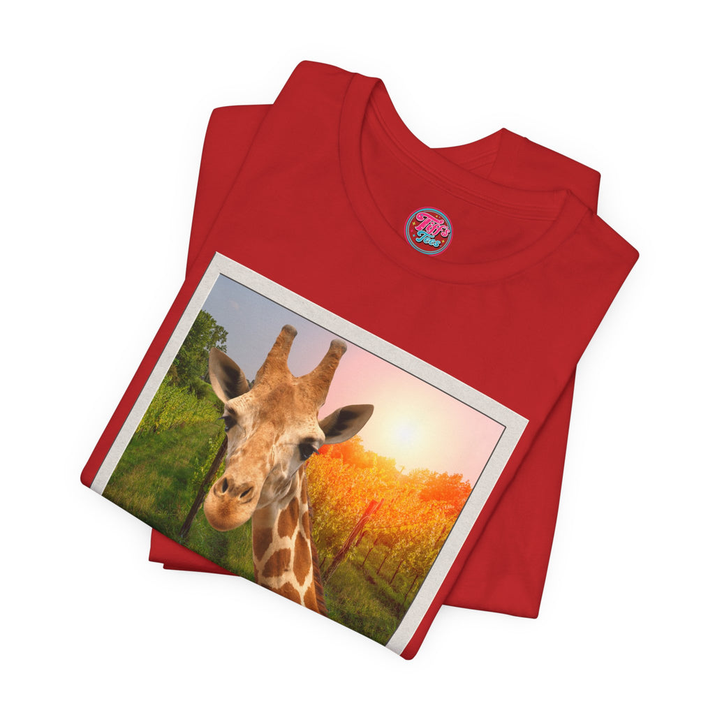 Giraffe Polaroid Photo Tee — "Love, Gracie G.Raffe" Graphic T-Shirt