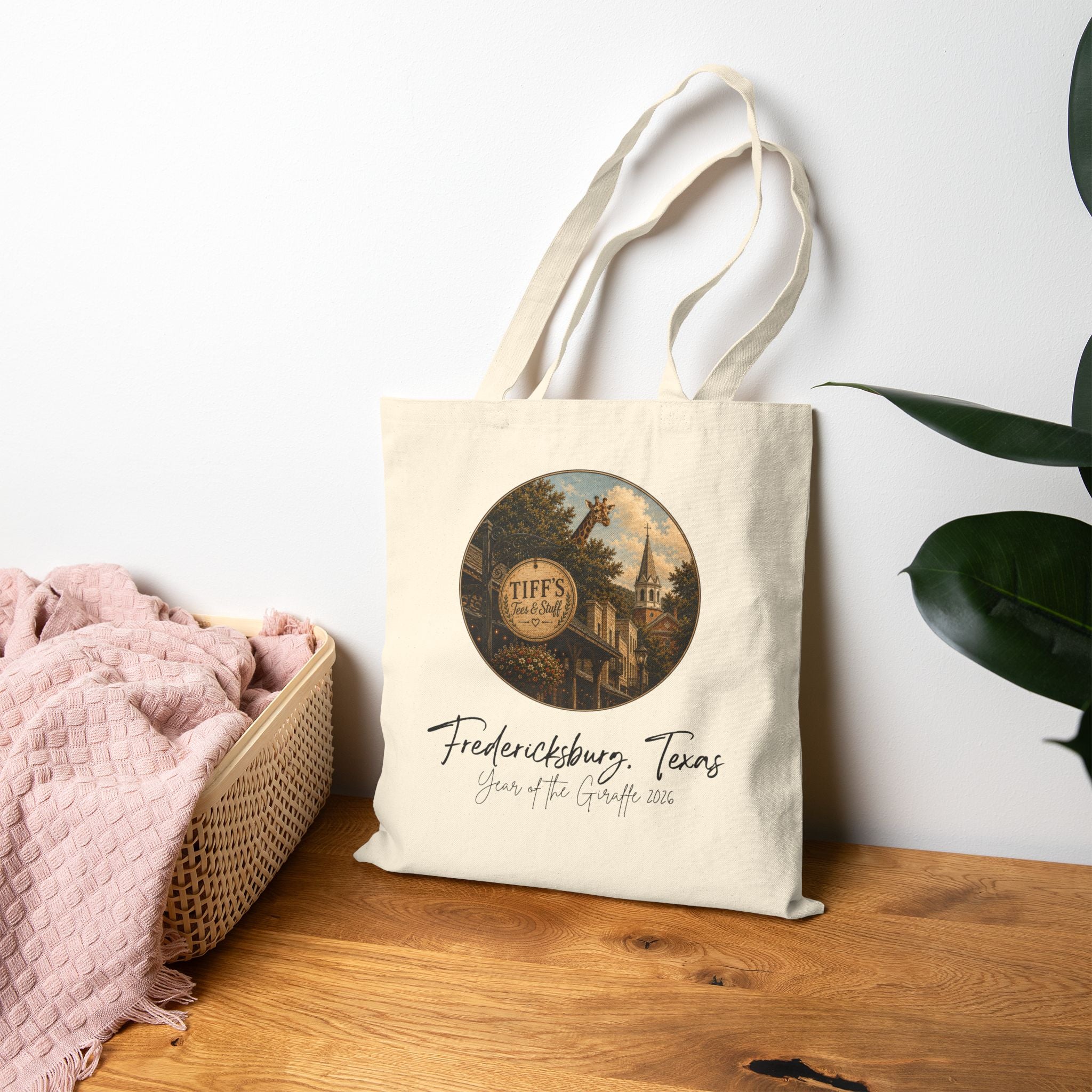 Vintage Road Trip Canvas Tote — "Welcome to the Wild Side" & Fredericksburg, Texas Scenic Print