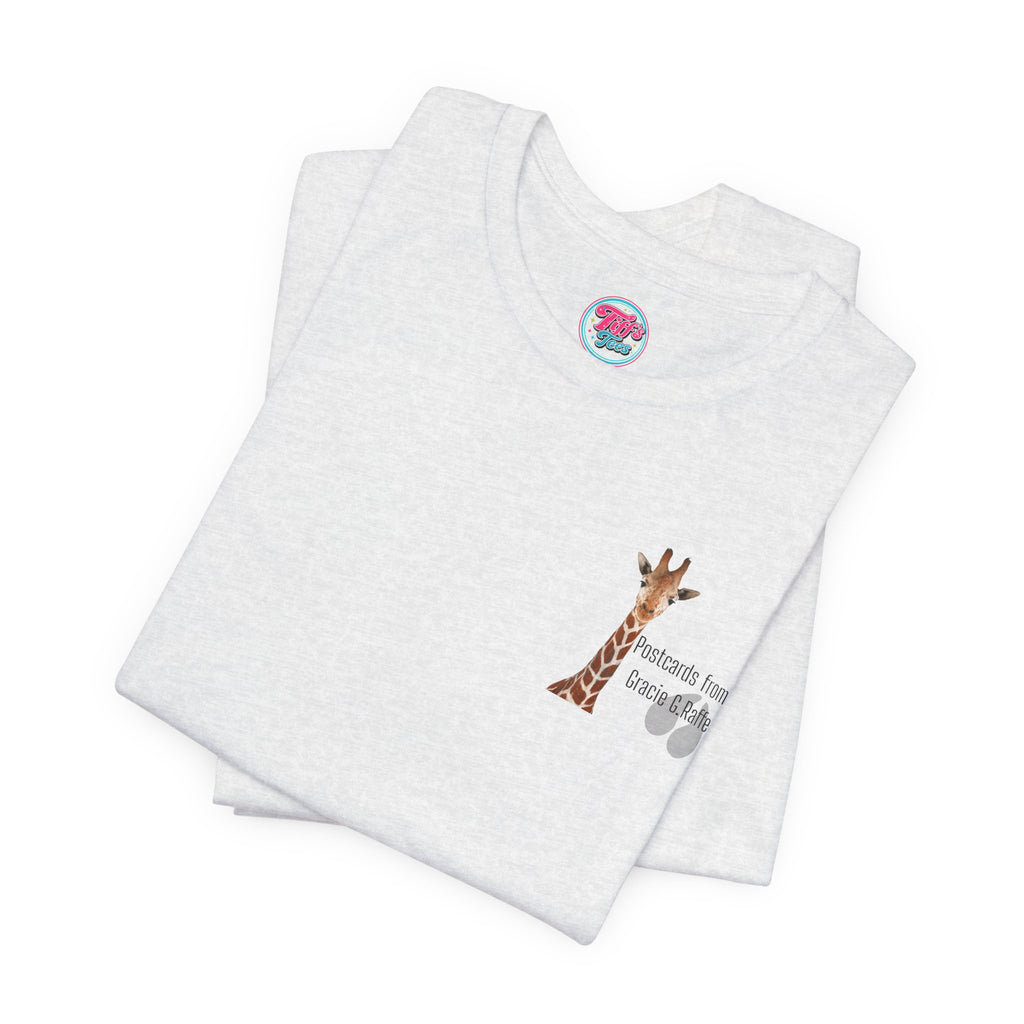 Postcard from Gracie Giraffe T-Shirt — 'Wish You Were Here' Vintage Airmail Graphic Tee