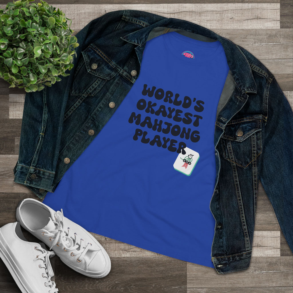 World's Okayest Mahjong Player Tee — Funny Mahjong Shirt for Women