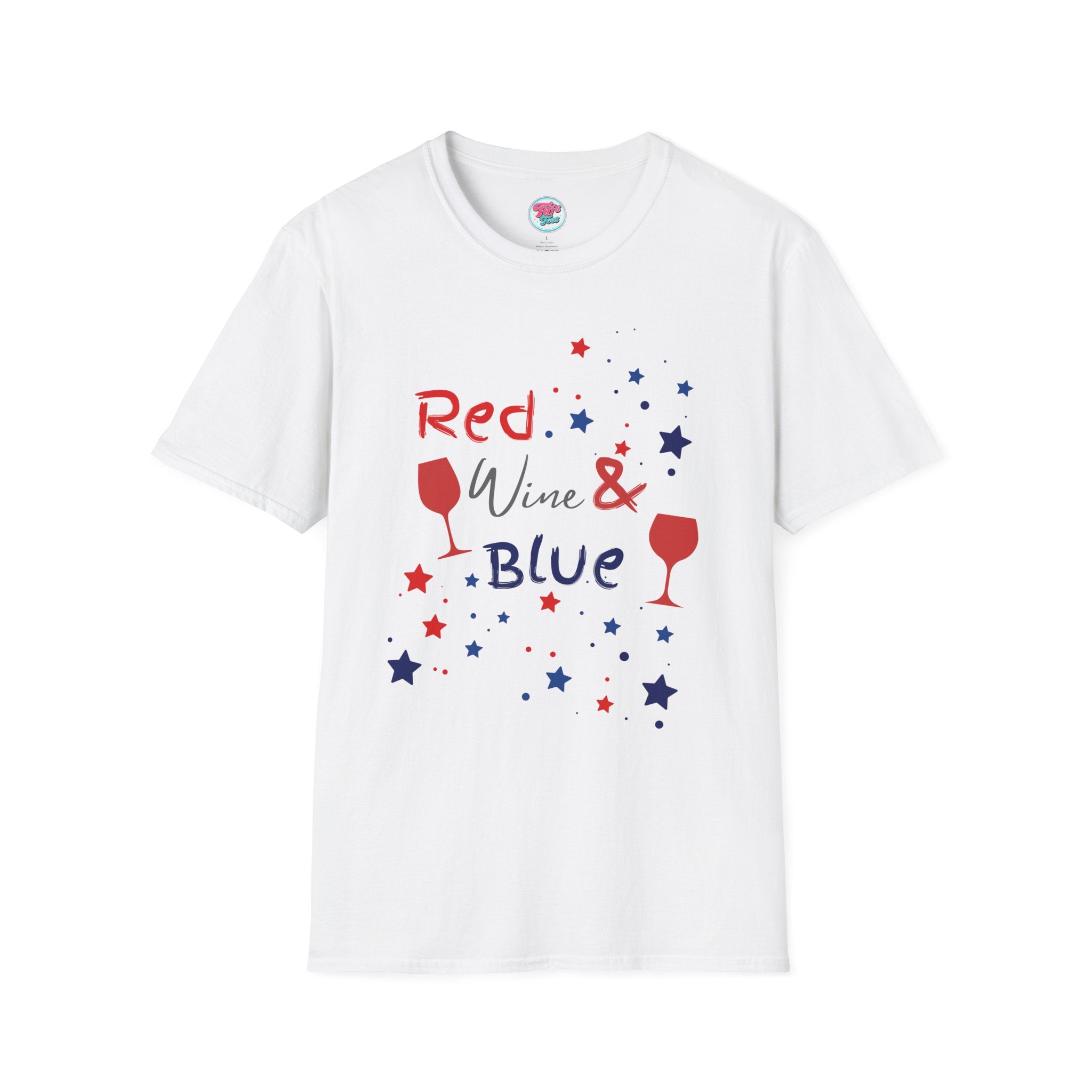 Red Wine & Blue T-Shirt — Patriotic 4th of July Wine Lover Tee