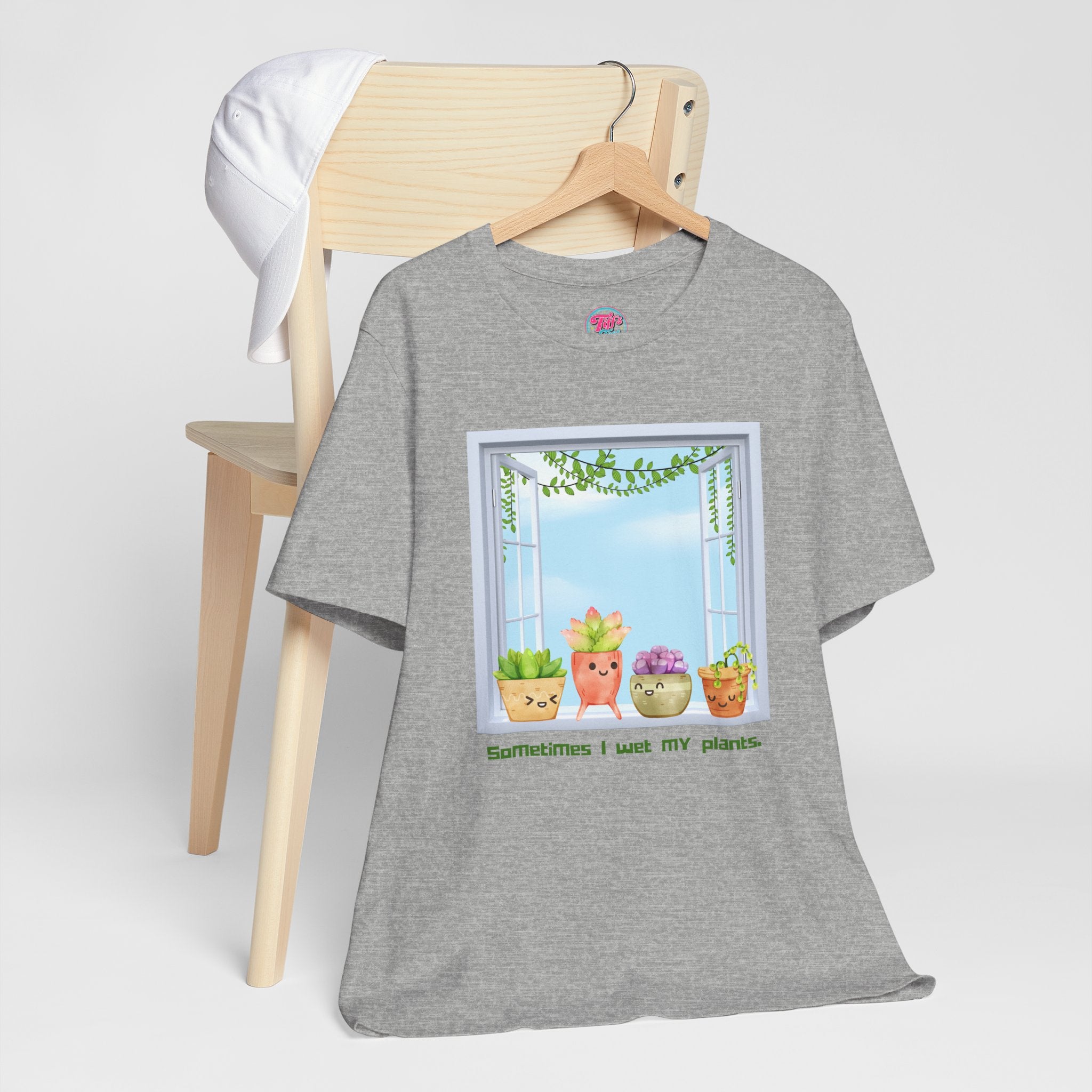 Plant Lover Tee — "Sometimes I Wet My Plants" Cute Succulent Graphic T-Shirt