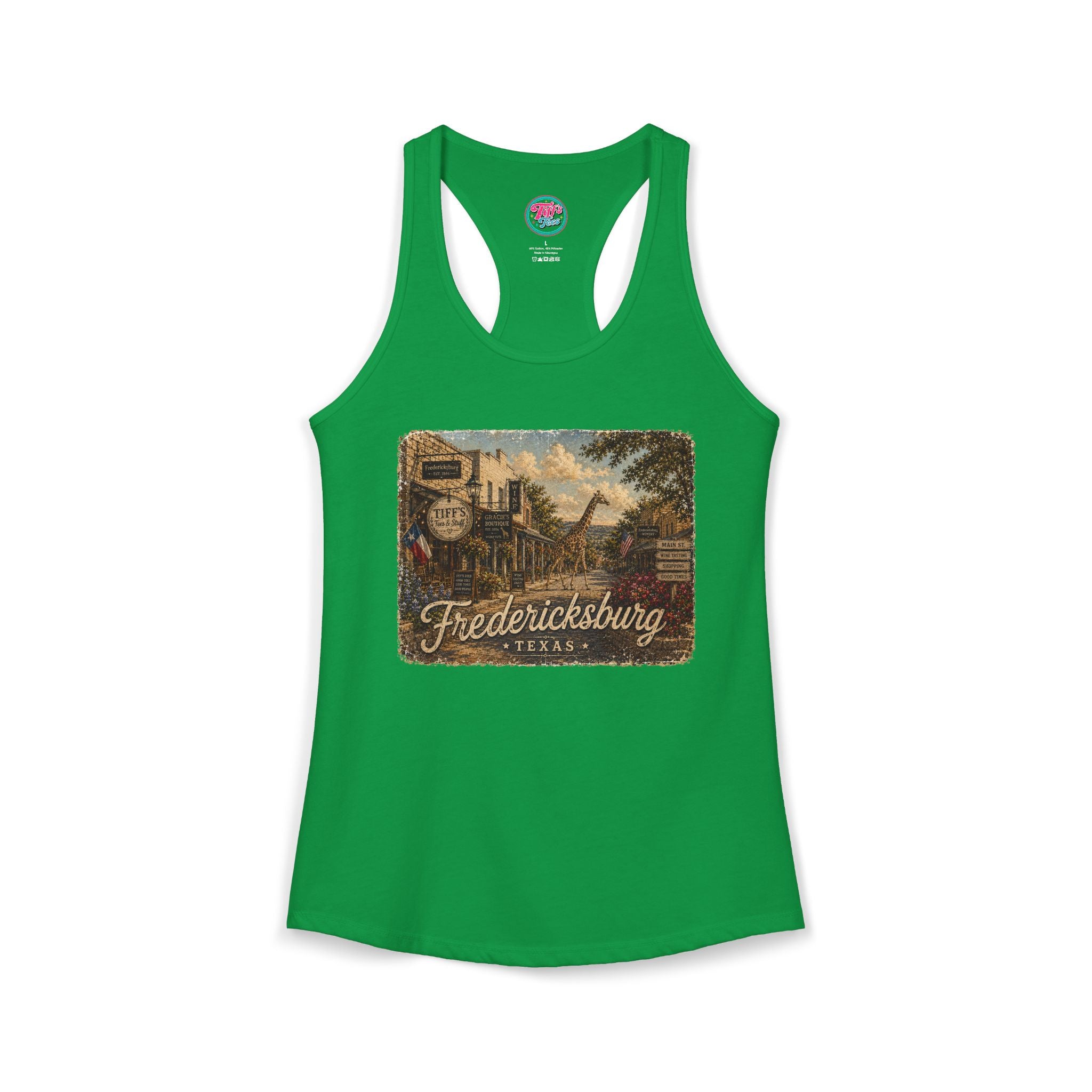 Women's Tank with Vintage Texas Look Featuring One Lost Giraffe