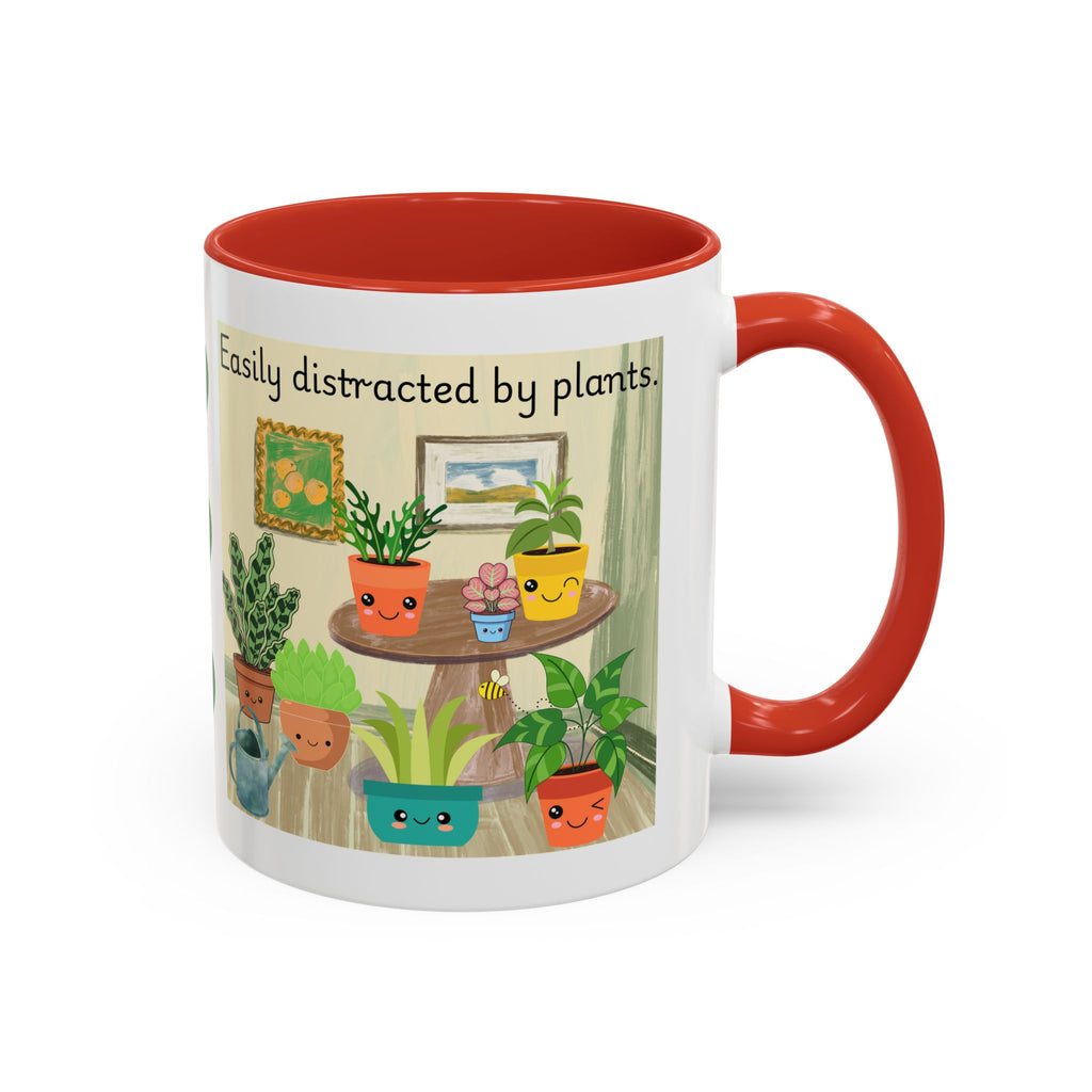Plant Lover Coffee Mug — “Easily Distracted by Plants” Accent Mug (11 oz)