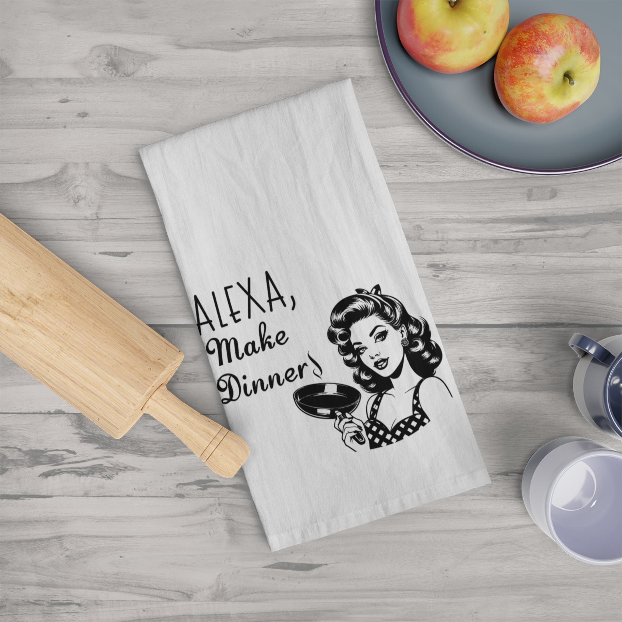 Alexa, Make Dinner Tea Towel — Retro Kitchen Dish Towel for Moms & Hosts