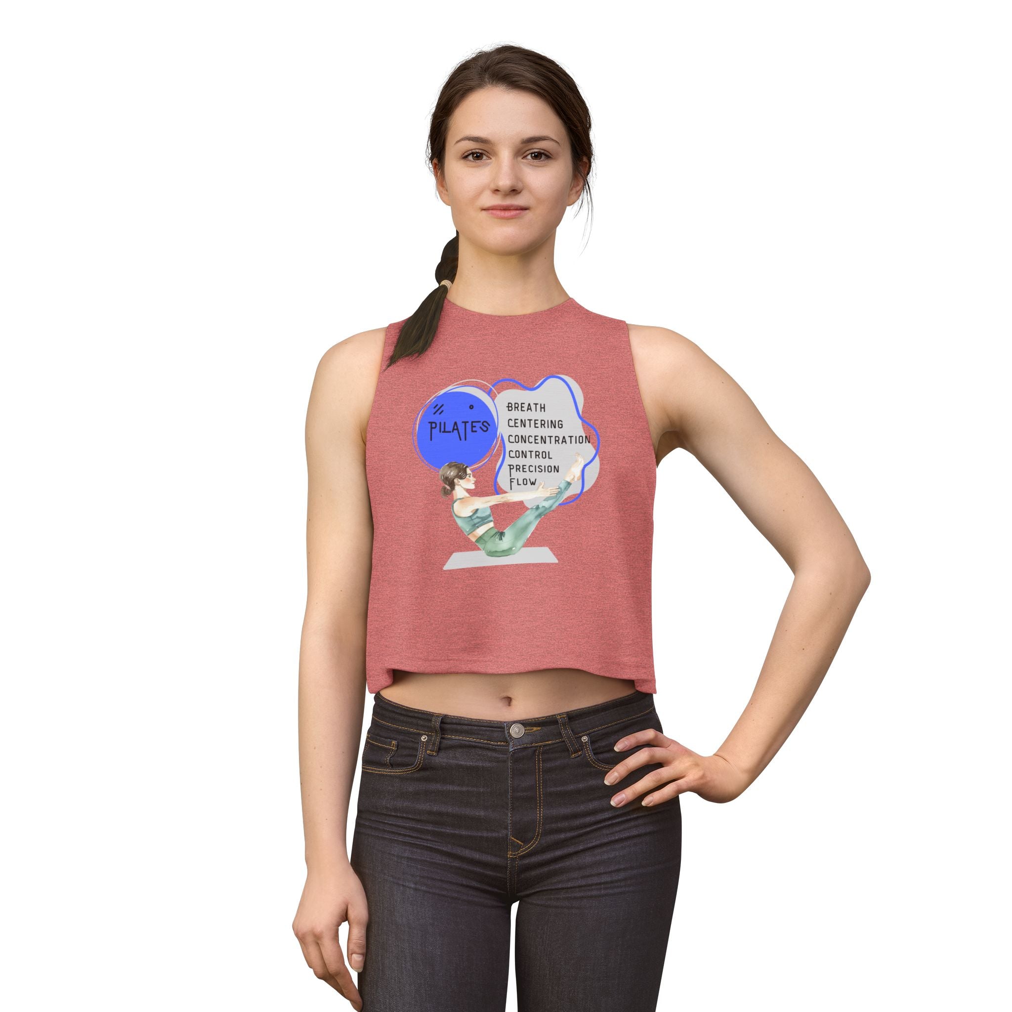 Pilates Women's Crop Top — Breath, Centering & Flow Fitness Tank