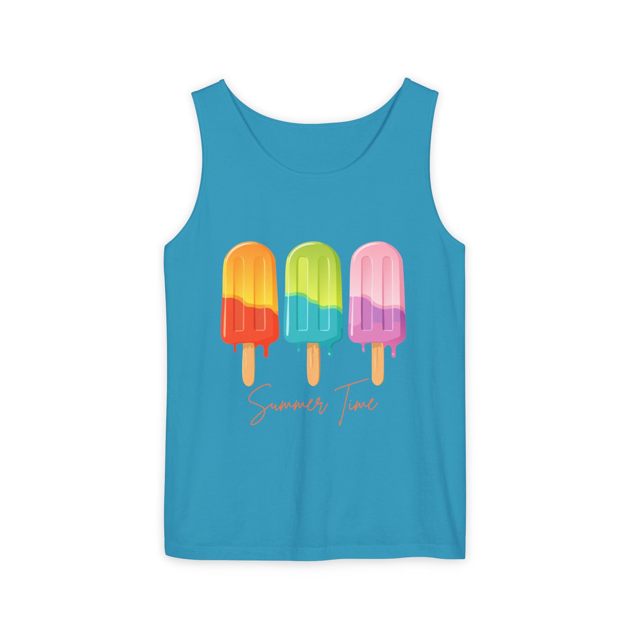 Popsicle Summer Tank Top — "Summer Time" Colorful Ice Pop Graphic