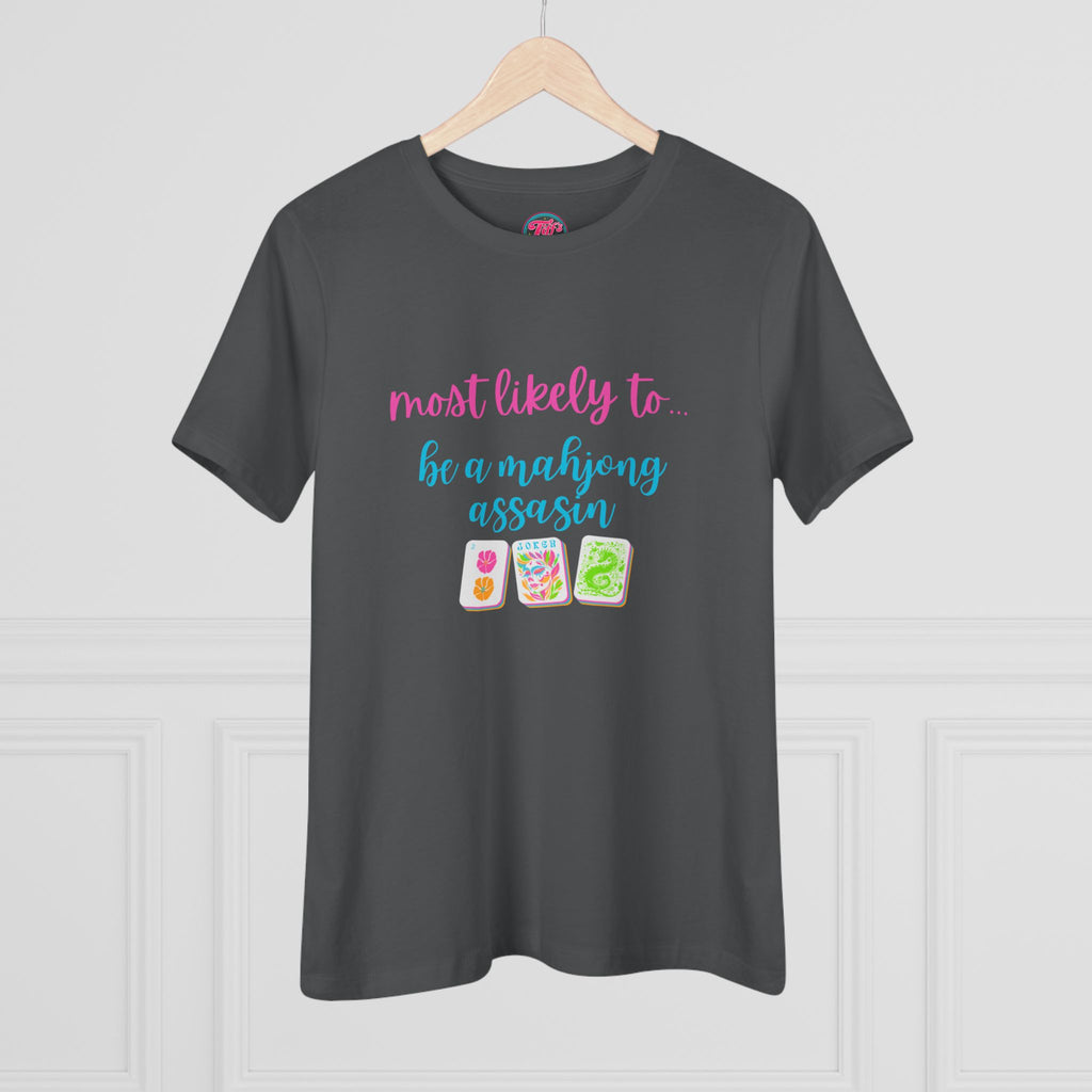Most Likely to Be a Mahjong Assassin Tee - Funny Mahjong Women's Cotton Tee
