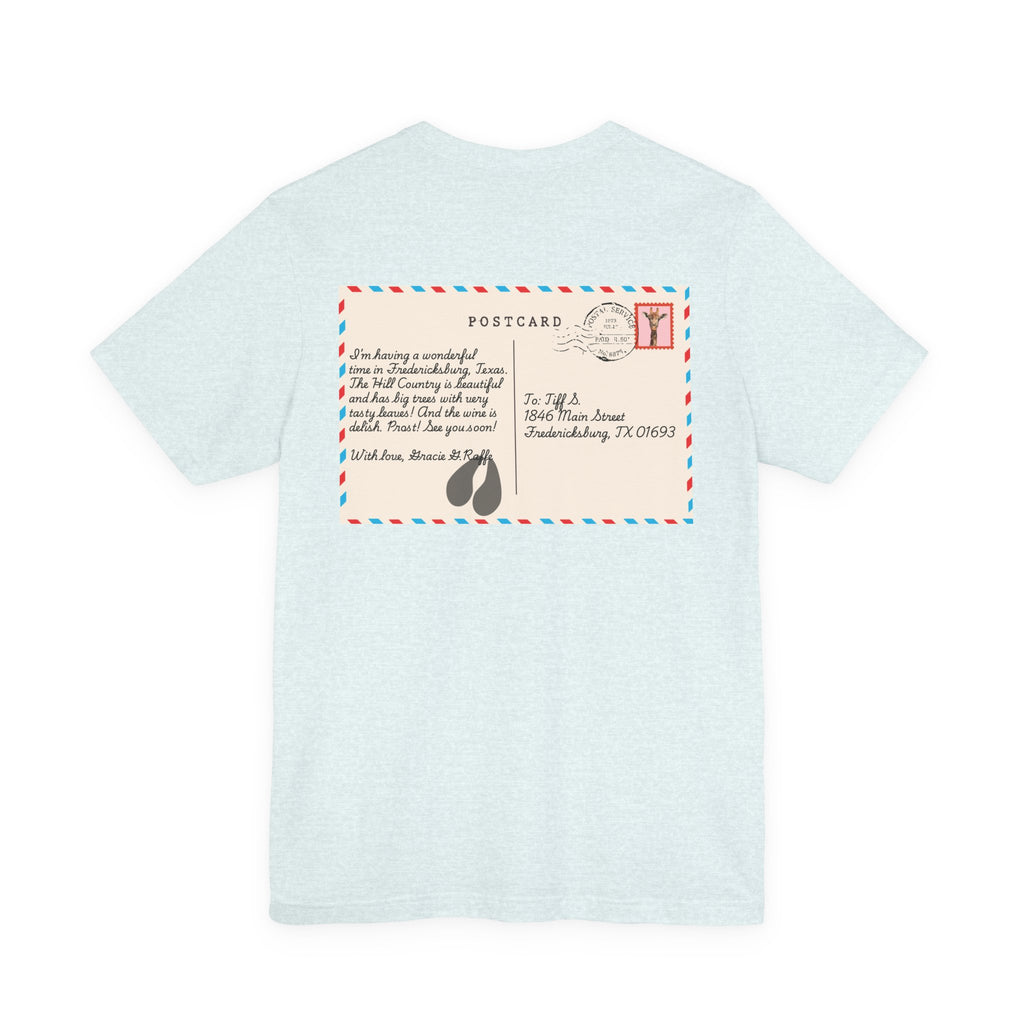 Postcard from Gracie Giraffe T-Shirt — 'Wish You Were Here' Vintage Airmail Graphic Tee