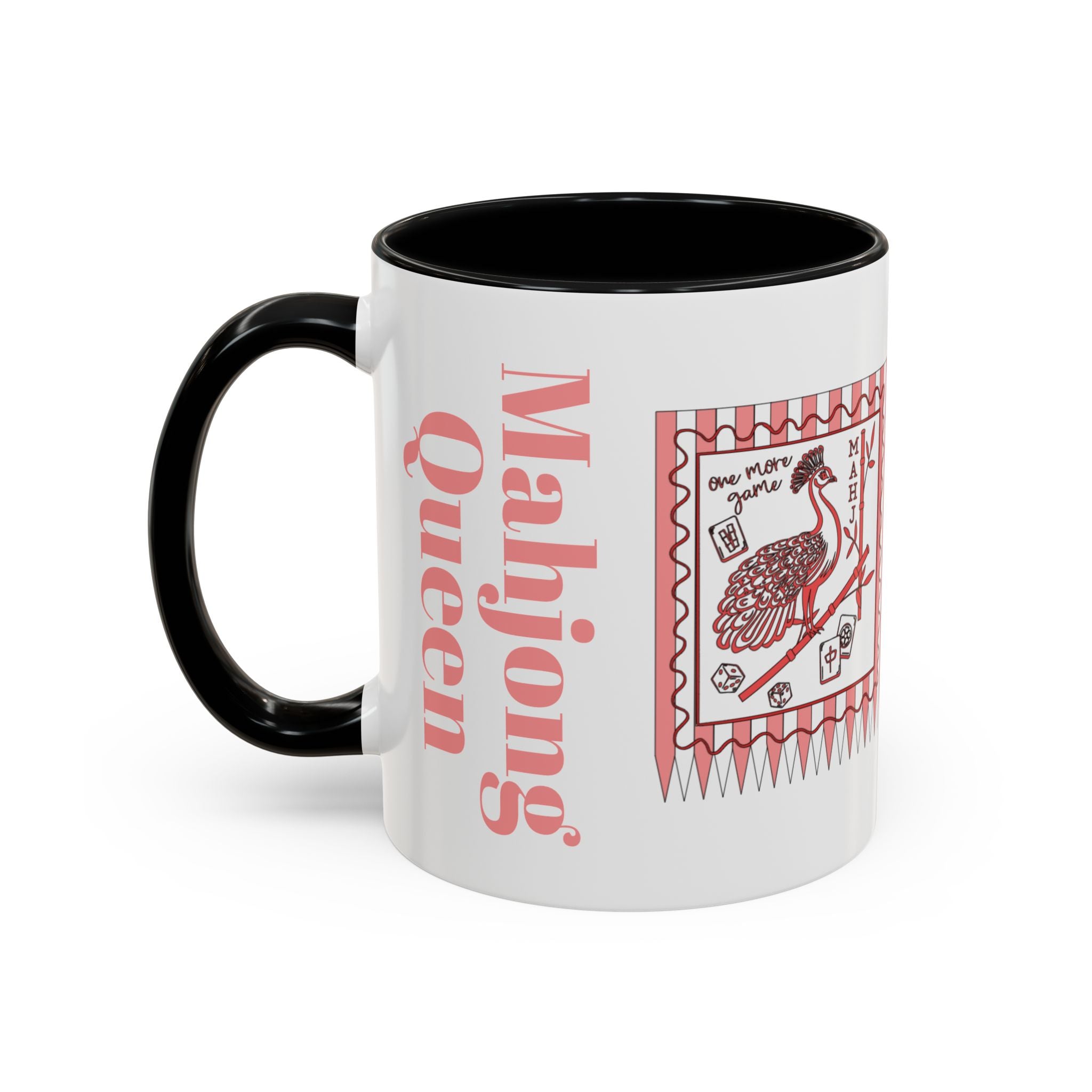 Mahjong Queen Accent Coffee Mug – Retro Tile Design, 11 oz