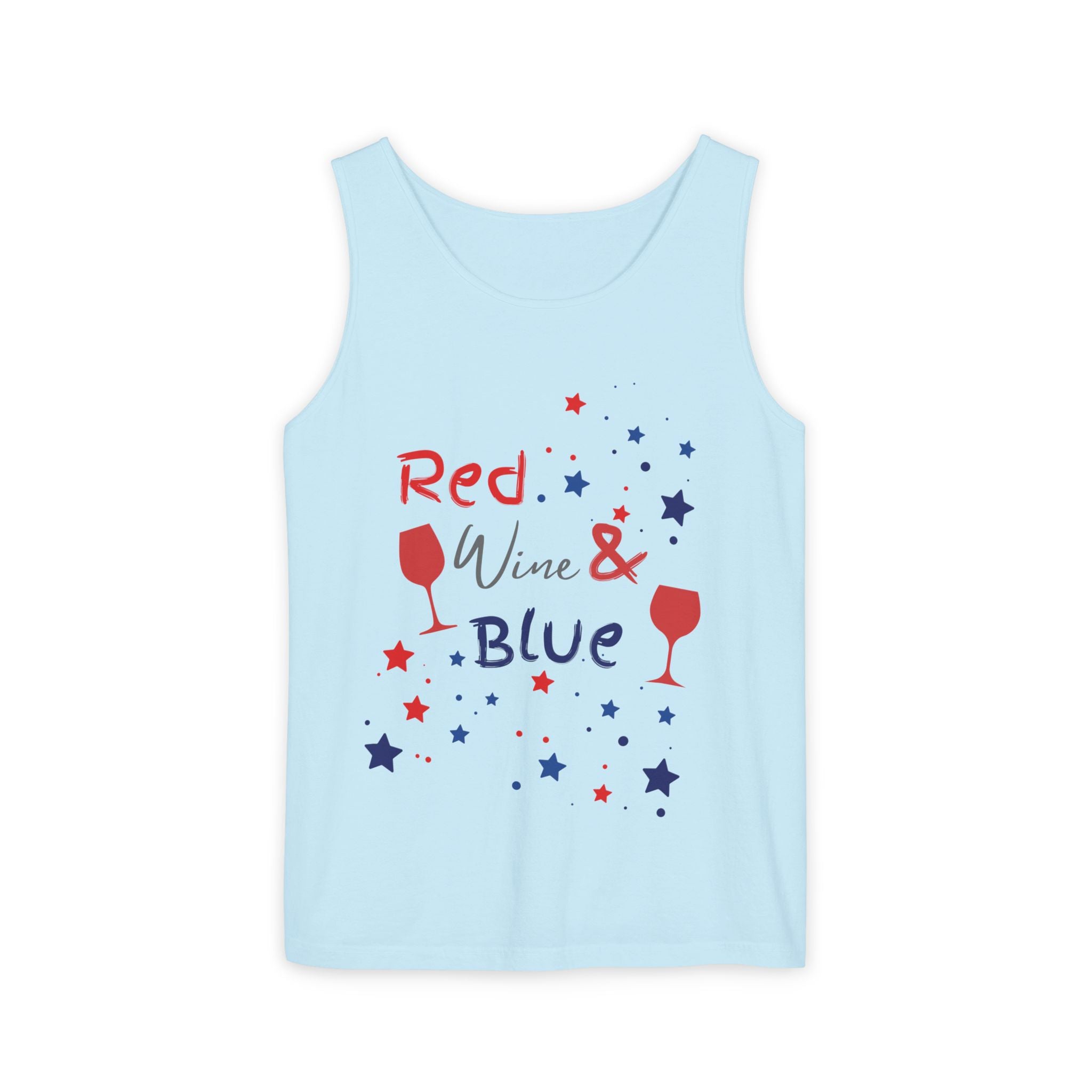 Patriotic "Red Wine & Blue" Tank Top — 4th of July Wine Lover Graphic