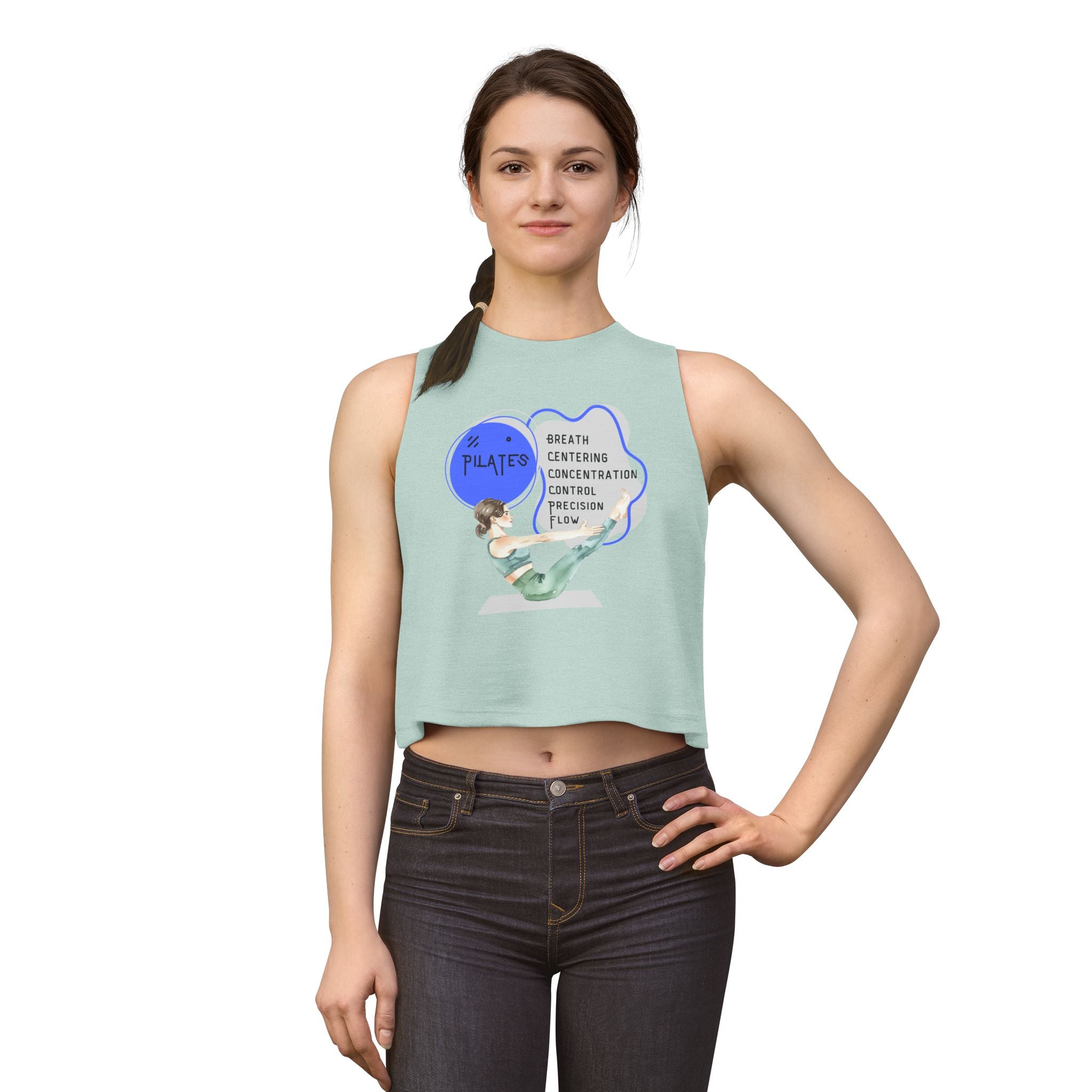 Pilates Women's Crop Top — Breath, Centering & Flow Fitness Tank