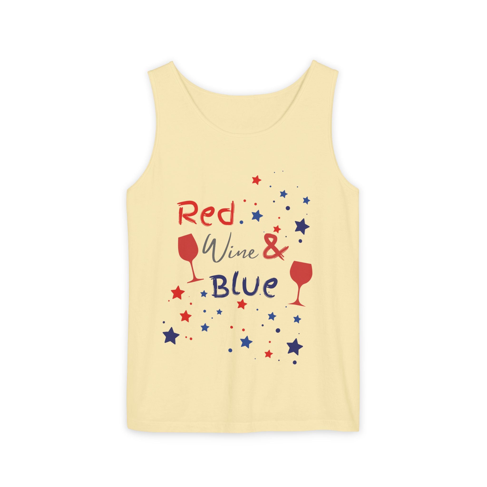 Patriotic "Red Wine & Blue" Tank Top — 4th of July Wine Lover Graphic