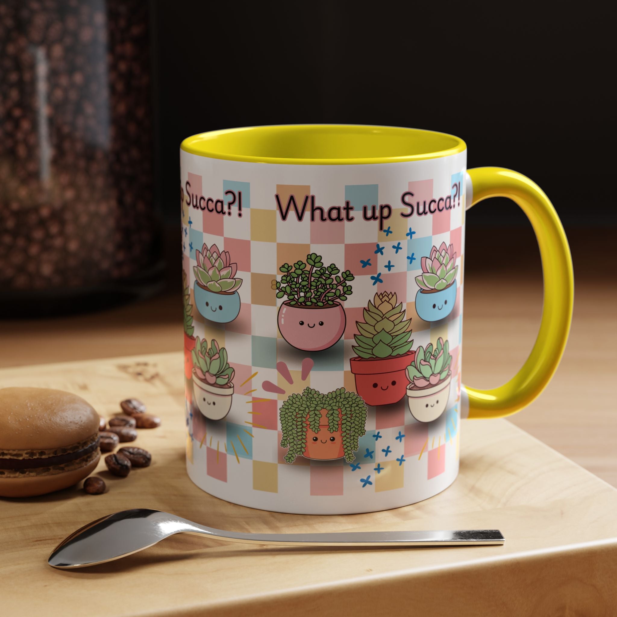 What up Succa? Cute Succulent Accent Coffee Mug – Fun Plant Lover Gift (11 oz)