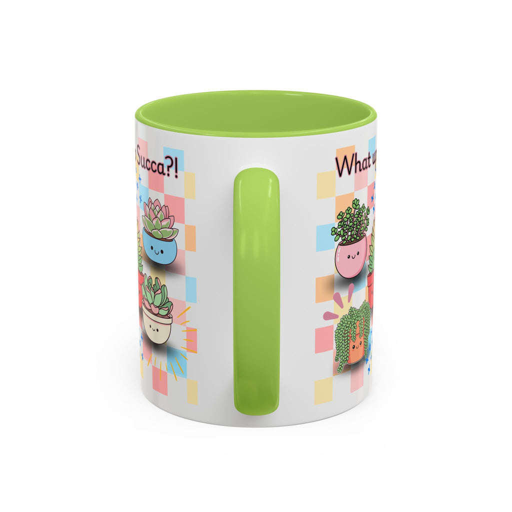 What up Succa? Cute Succulent Accent Coffee Mug – Fun Plant Lover Gift (11 oz)