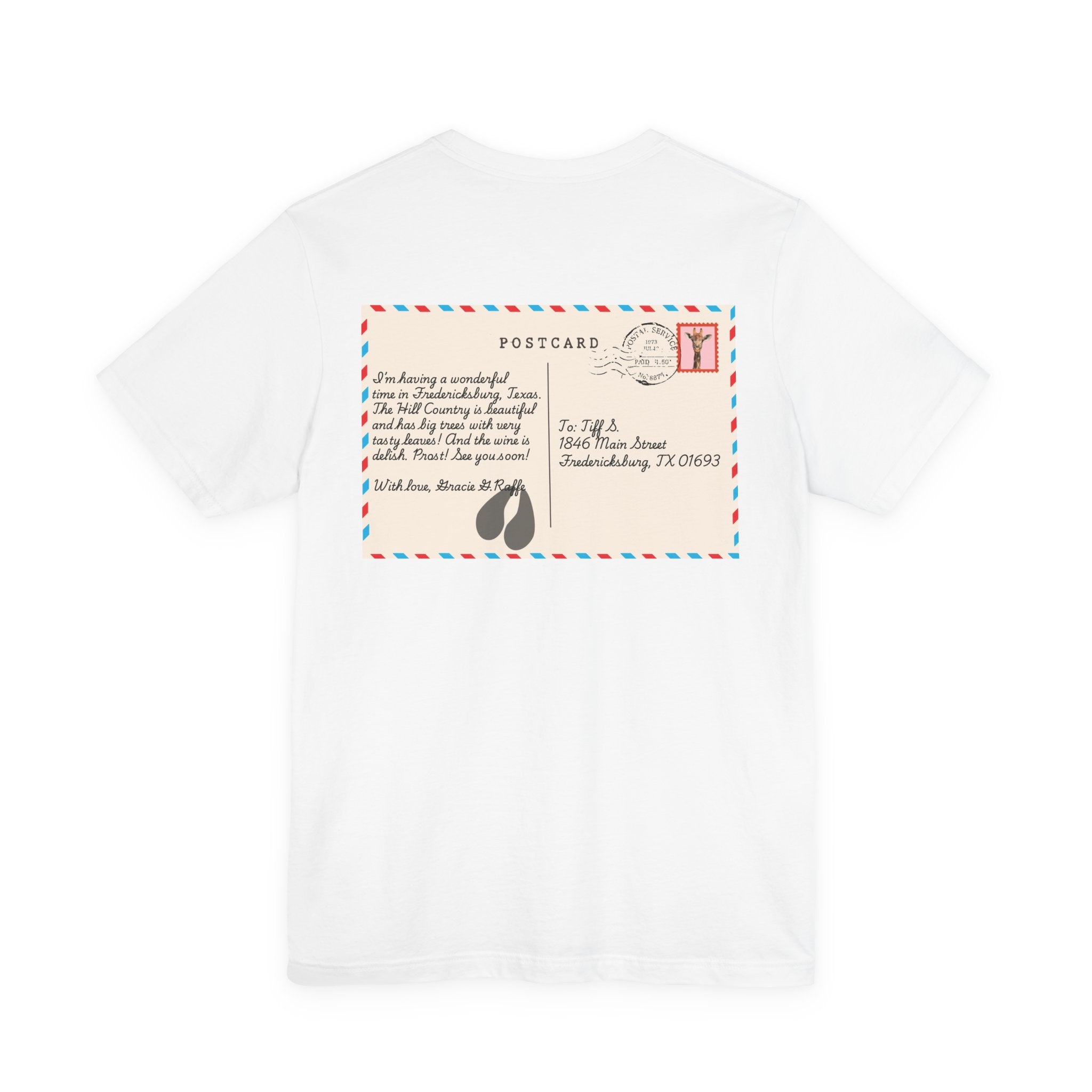 Postcard from Gracie Giraffe T-Shirt — 'Wish You Were Here' Vintage Airmail Graphic Tee
