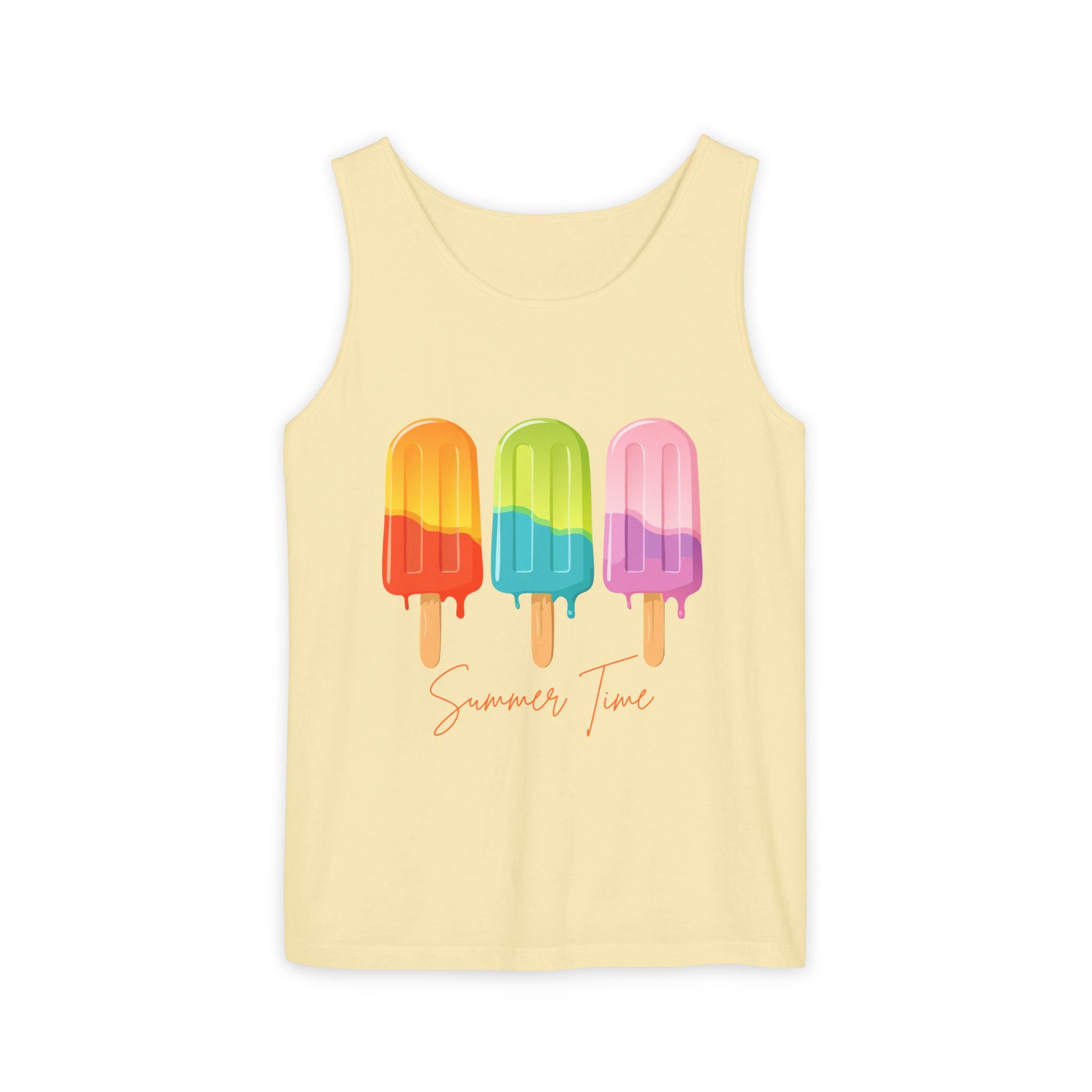 Popsicle Summer Tank Top — "Summer Time" Colorful Ice Pop Graphic