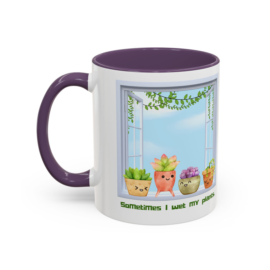 Succulent Window Mug — "Sometimes I Wet My Plants" Cute Plant Lover Coffee Cup