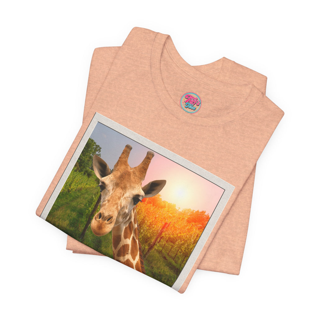 Giraffe Polaroid Photo Tee — "Love, Gracie G.Raffe" Graphic T-Shirt