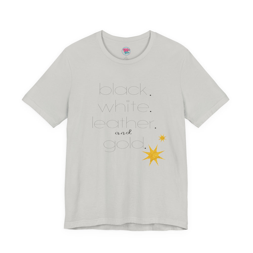 Gold Star Minimalist Tee — 'Black White Leather Gold' Graphic Shirt