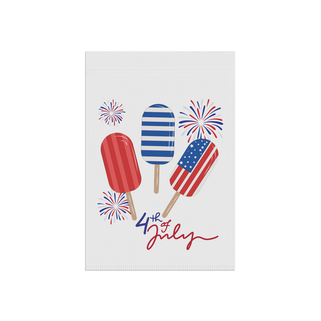 4th of July Popsicle Garden Flag — Patriotic House Banner with Fireworks