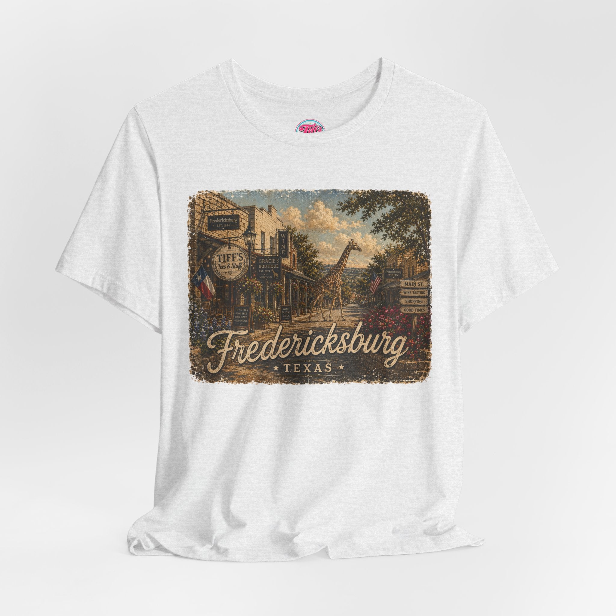 Fredericksburg Texas Vintage Scene Tee featuring Gracie
