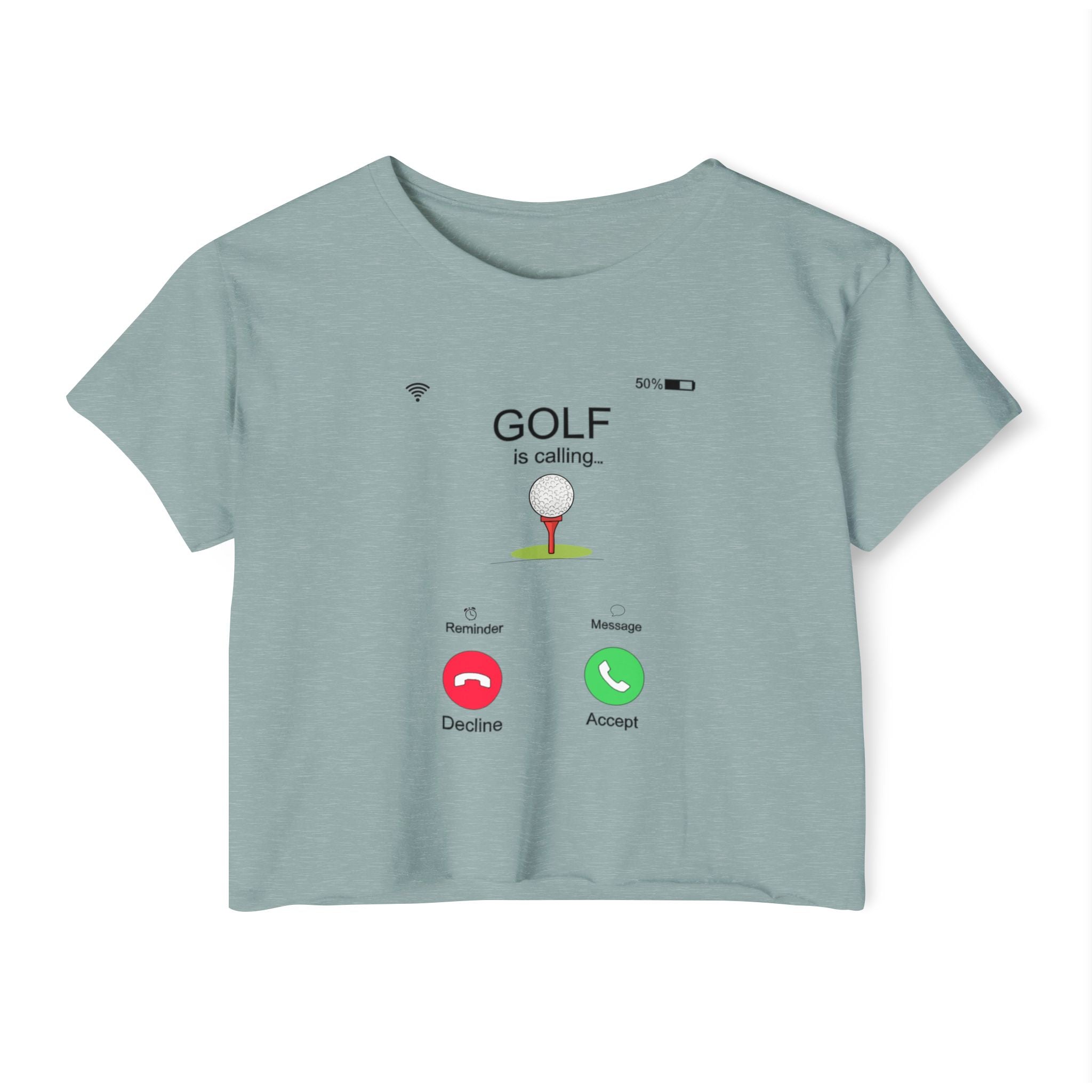 Golf Is Calling Crop Top — Women's Golf Tee with 'Golf is calling' Call Screen Design