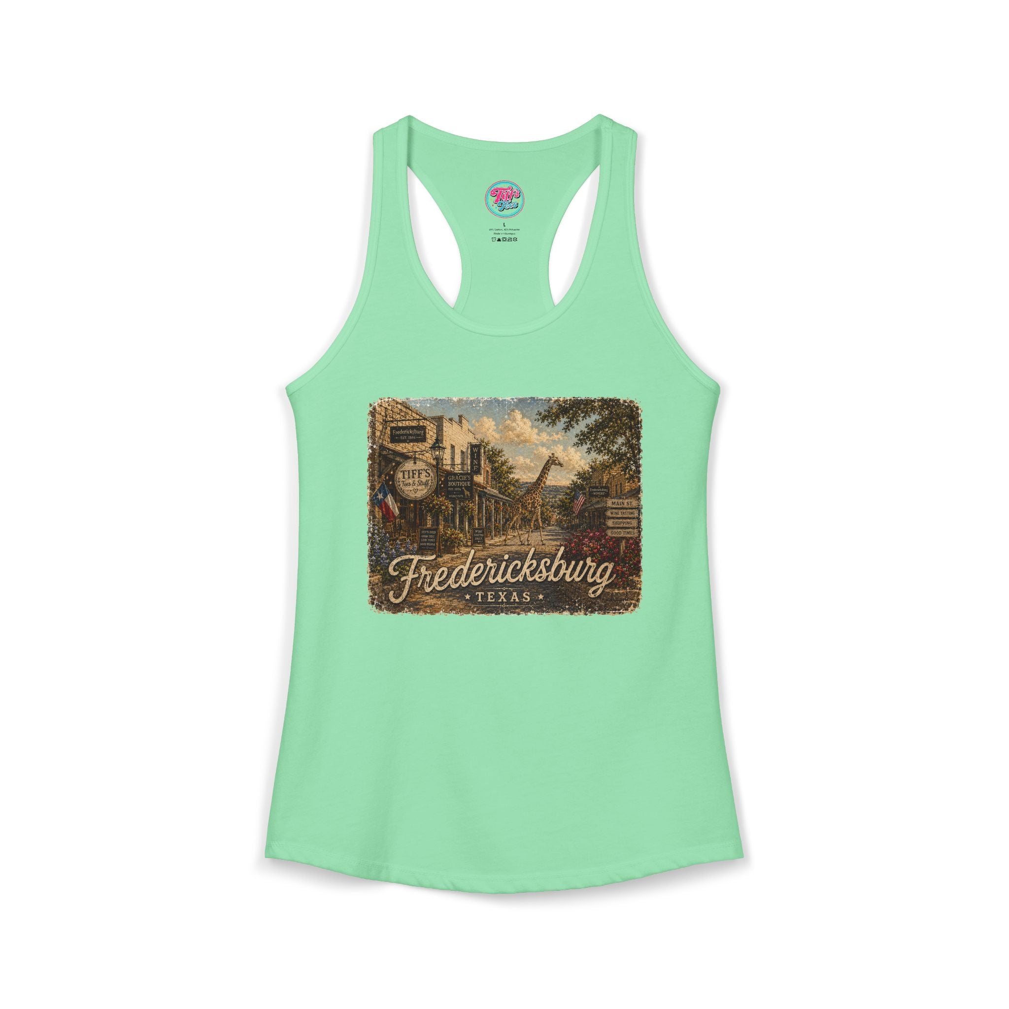 Women's Tank with Vintage Texas Look Featuring One Lost Giraffe