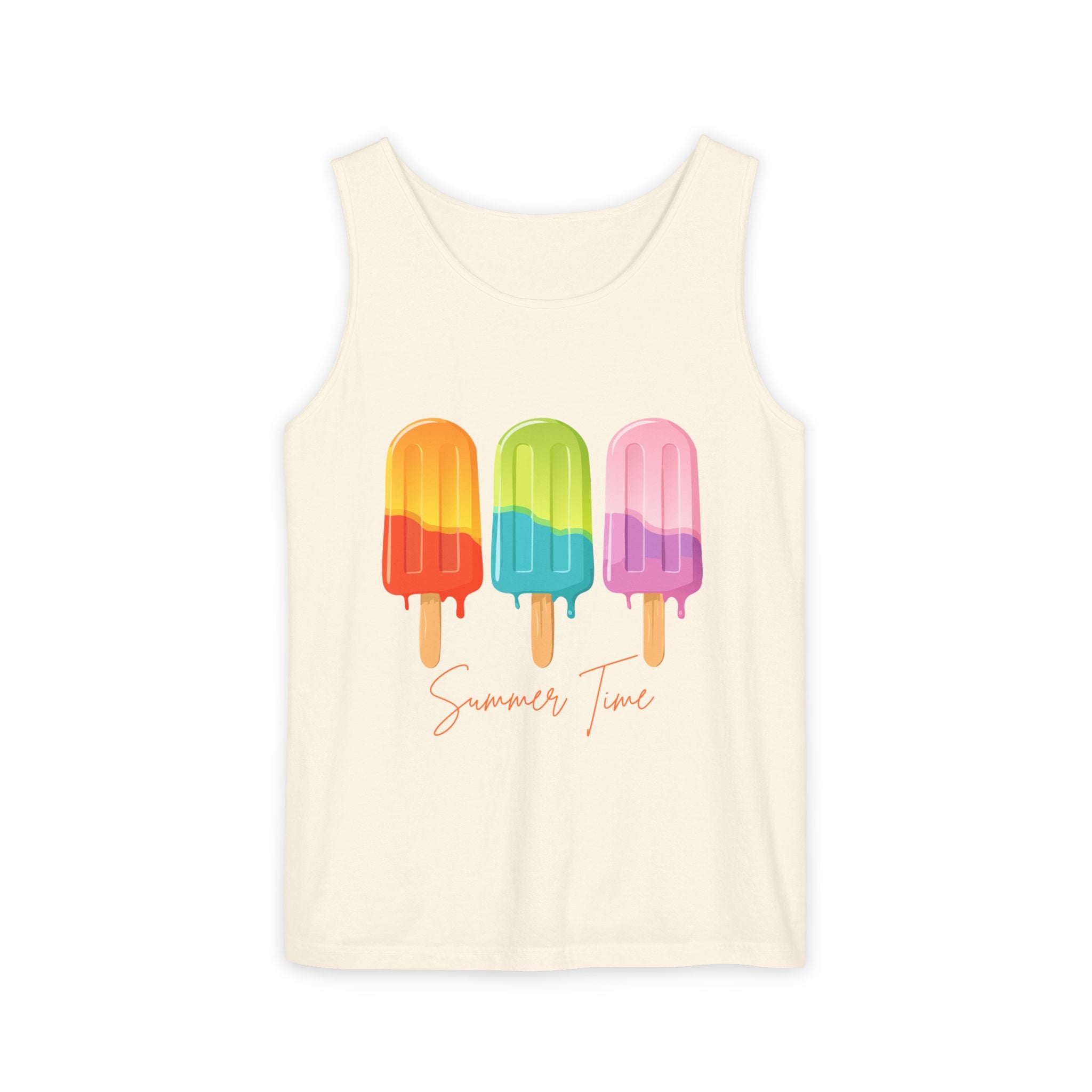 Popsicle Summer Tank Top — "Summer Time" Colorful Ice Pop Graphic