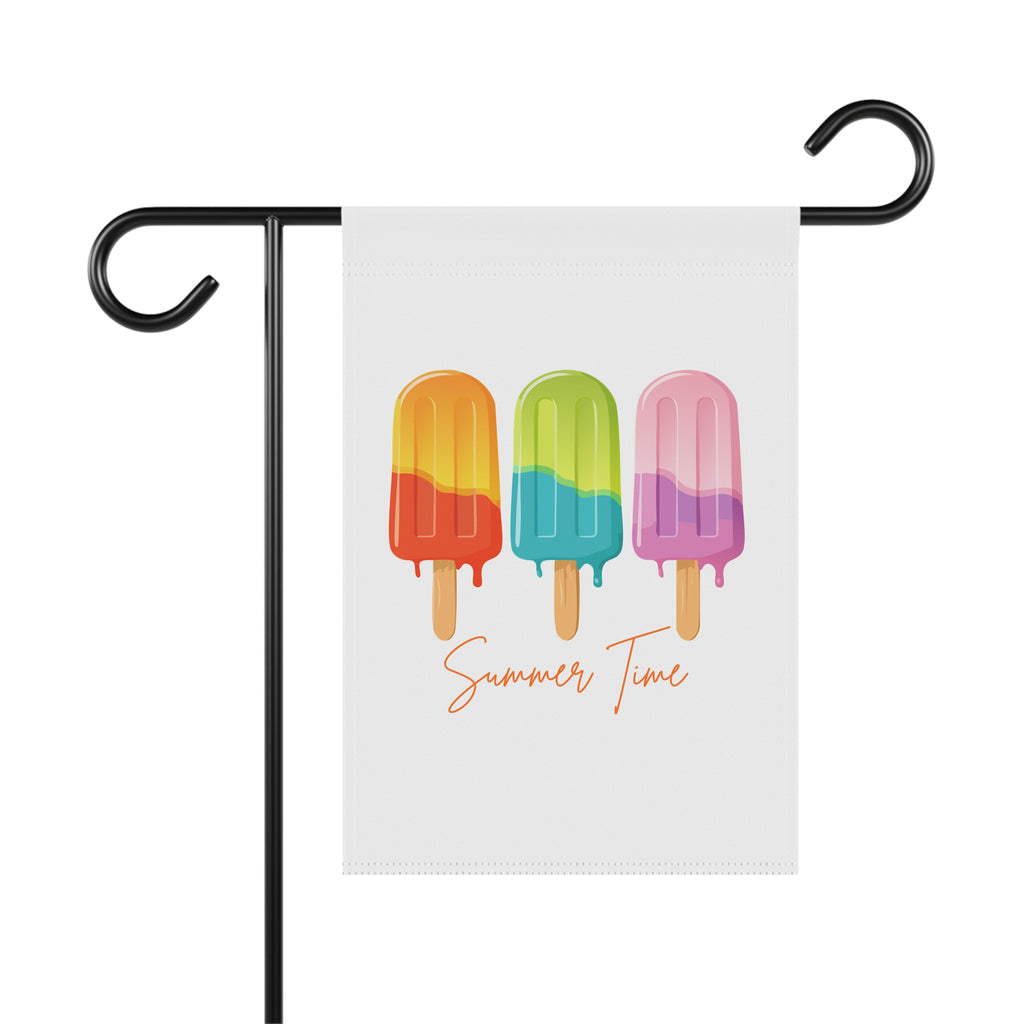 Summer Time Popsicle Garden Flag — Colorful Ice Pop House Banner