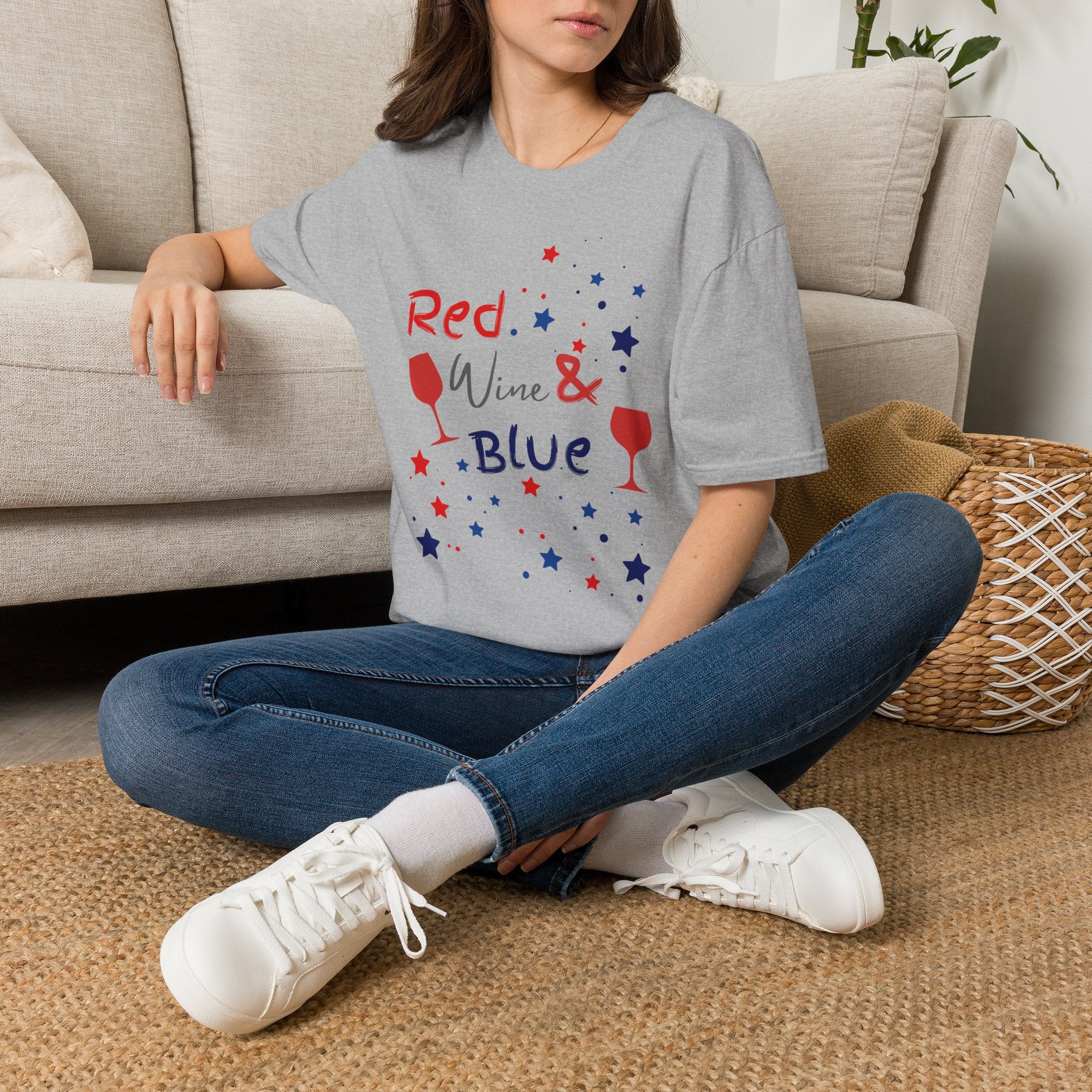 Red Wine & Blue T-Shirt — Patriotic 4th of July Wine Lover Tee